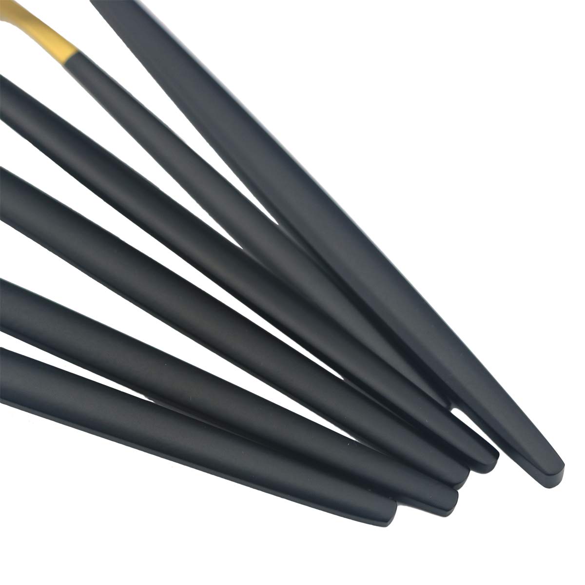 60-Piece Modern Matte Silverware Set - 304 Stainless Steel Flatware Cutlery Set for 12 - Includes Dinner Knives, Spoons & Forks - Black Gold Satin Finish - Elegant Kitchen Utensils for Dinner Parties, Weddings & Fine Dining