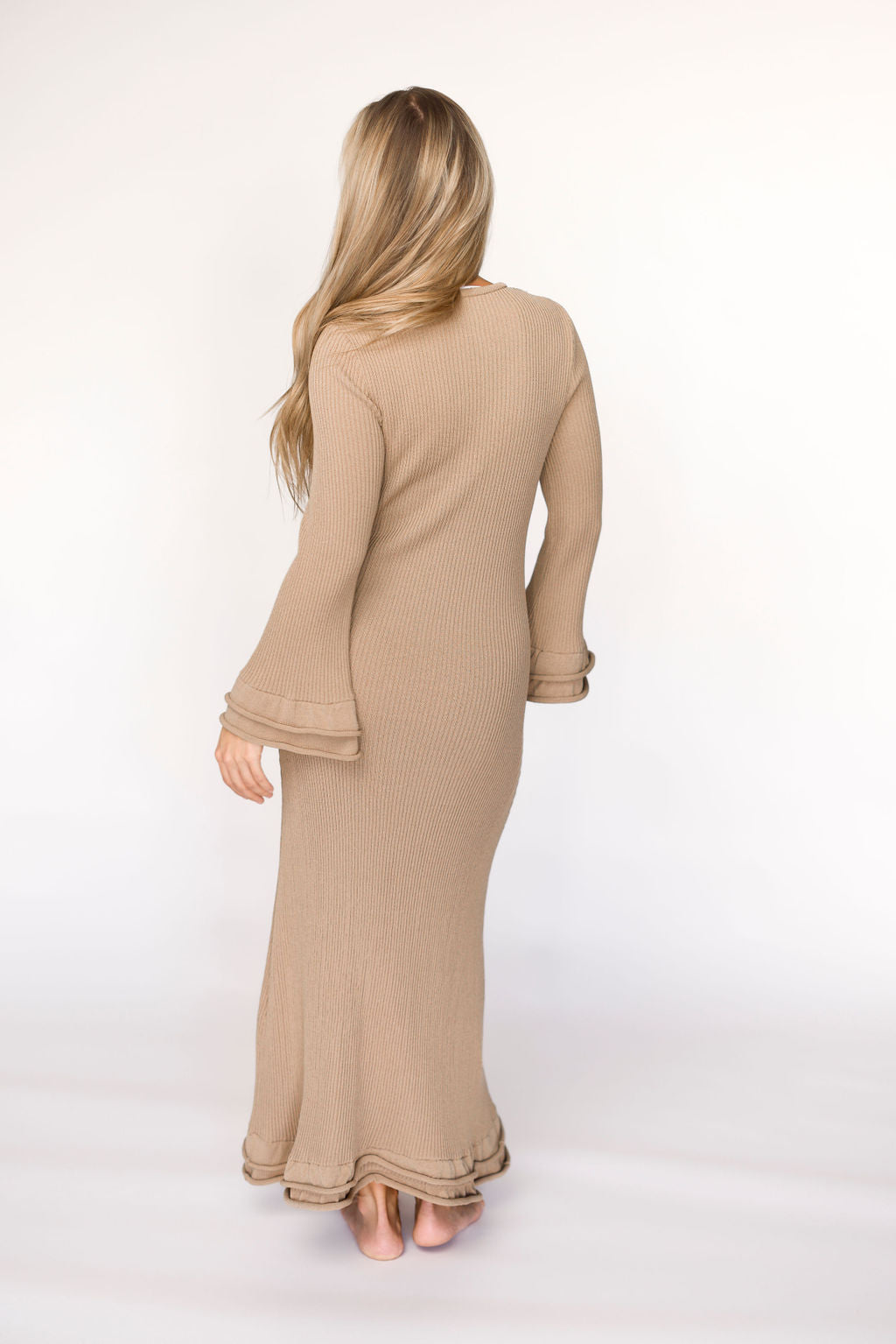 Arlet Maternity Dress in Taupe - Bump Friendly Pregnancy Outfit for Work, Parties & Special Occasions