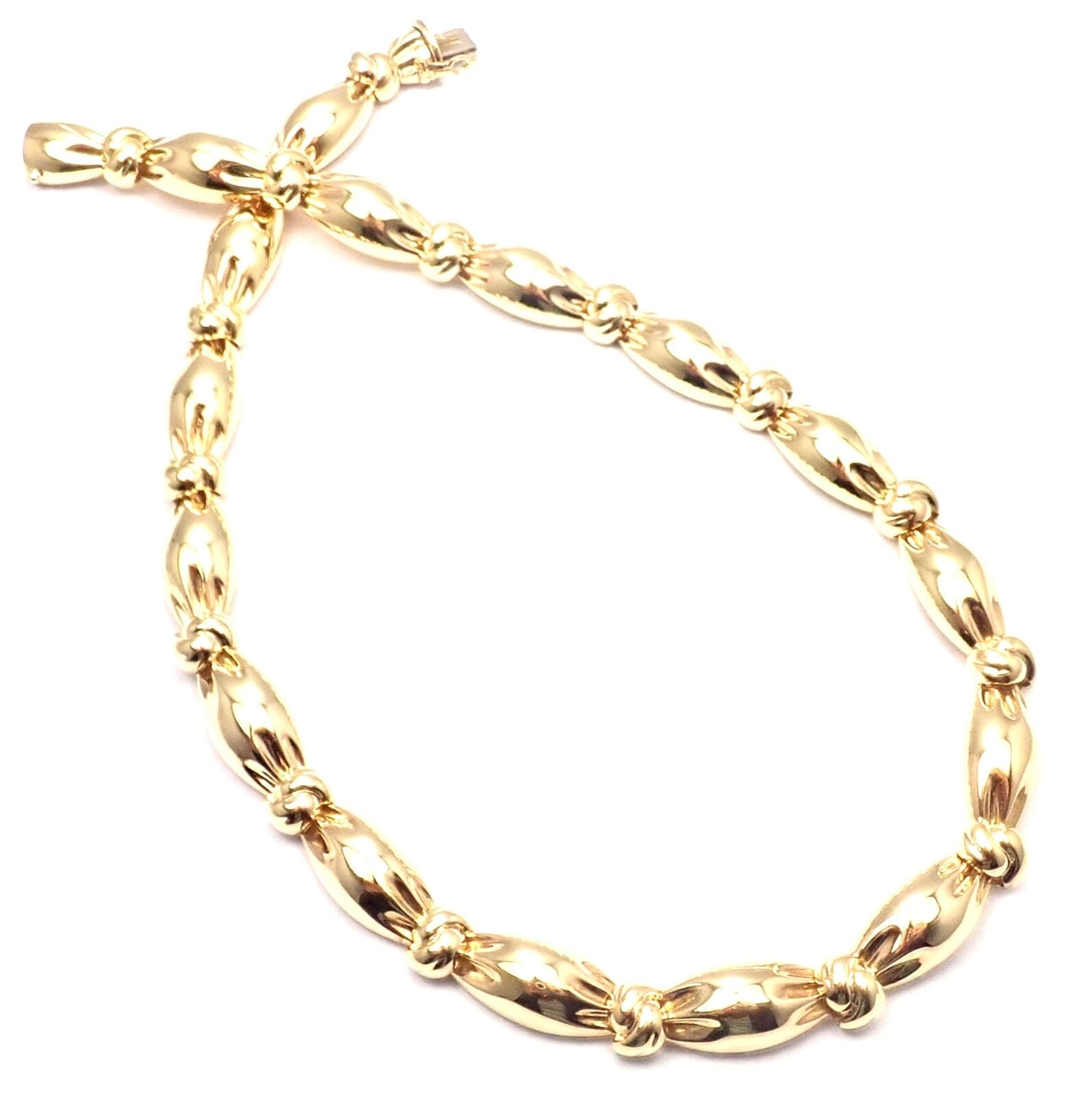 Authentic Van Cleef & Arpels 18k Yellow Gold Knotted Link Necklace - Luxury Vintage Jewelry for Women - Perfect for Weddings, Anniversaries & Special Occasions