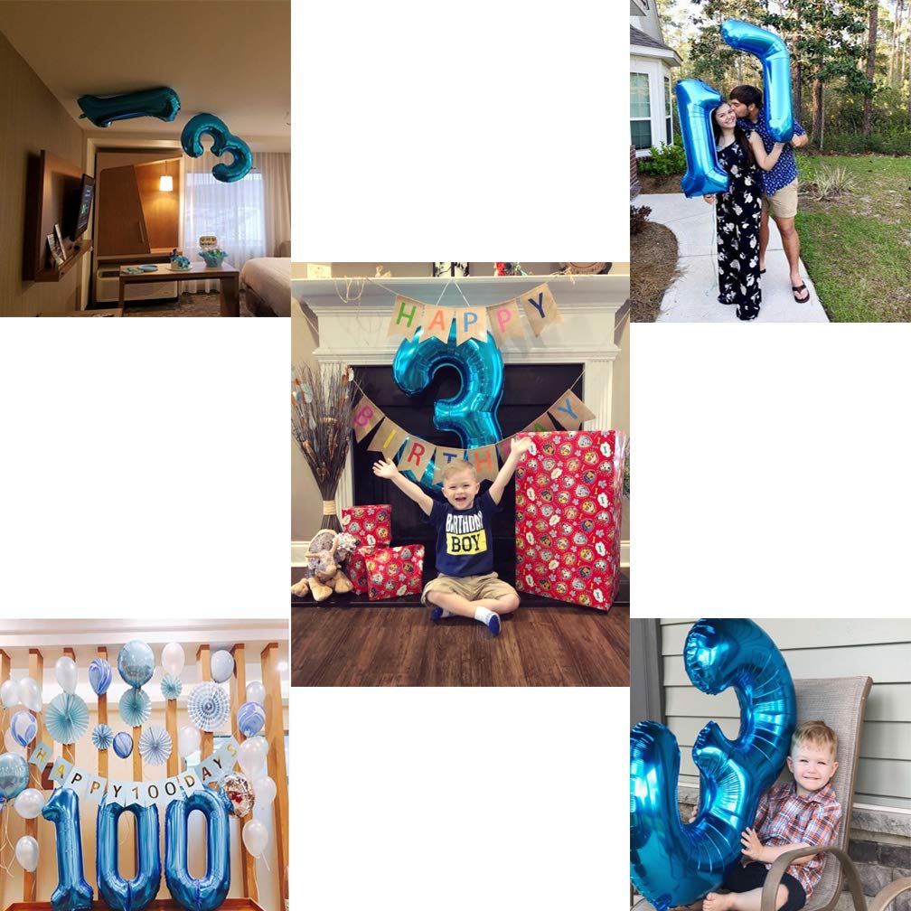 40 Inch Jumbo Blue Number 2 Balloon for Birthday Wedding Party Decor