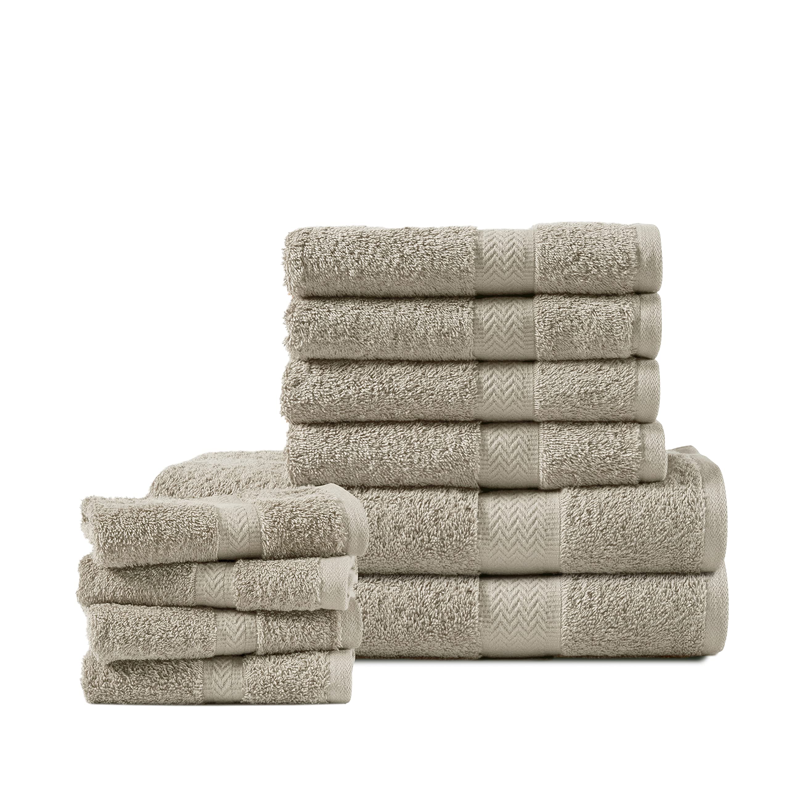 Premium 100% Cotton Luxury Bath Towel Set - Ultra Soft, Quick Dry & Absorbent - 2 Large Bath Towels, 4 Hand Towels & 4 Washcloths - Hotel & Spa Quality for Bathroom, Gym & Home Use