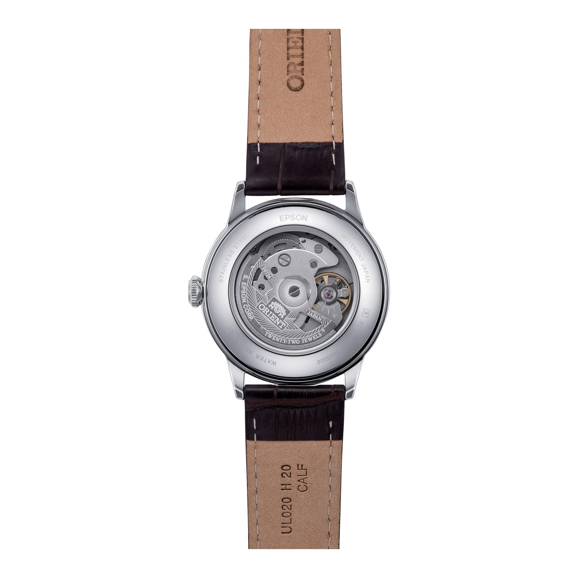 Orient Bambino 38mm Men's Automatic Mechanical Watch with Leather Strap & Stainless Steel Case - Classic Analog Dress Watch for Business, Formal Occasions and Everyday Wear