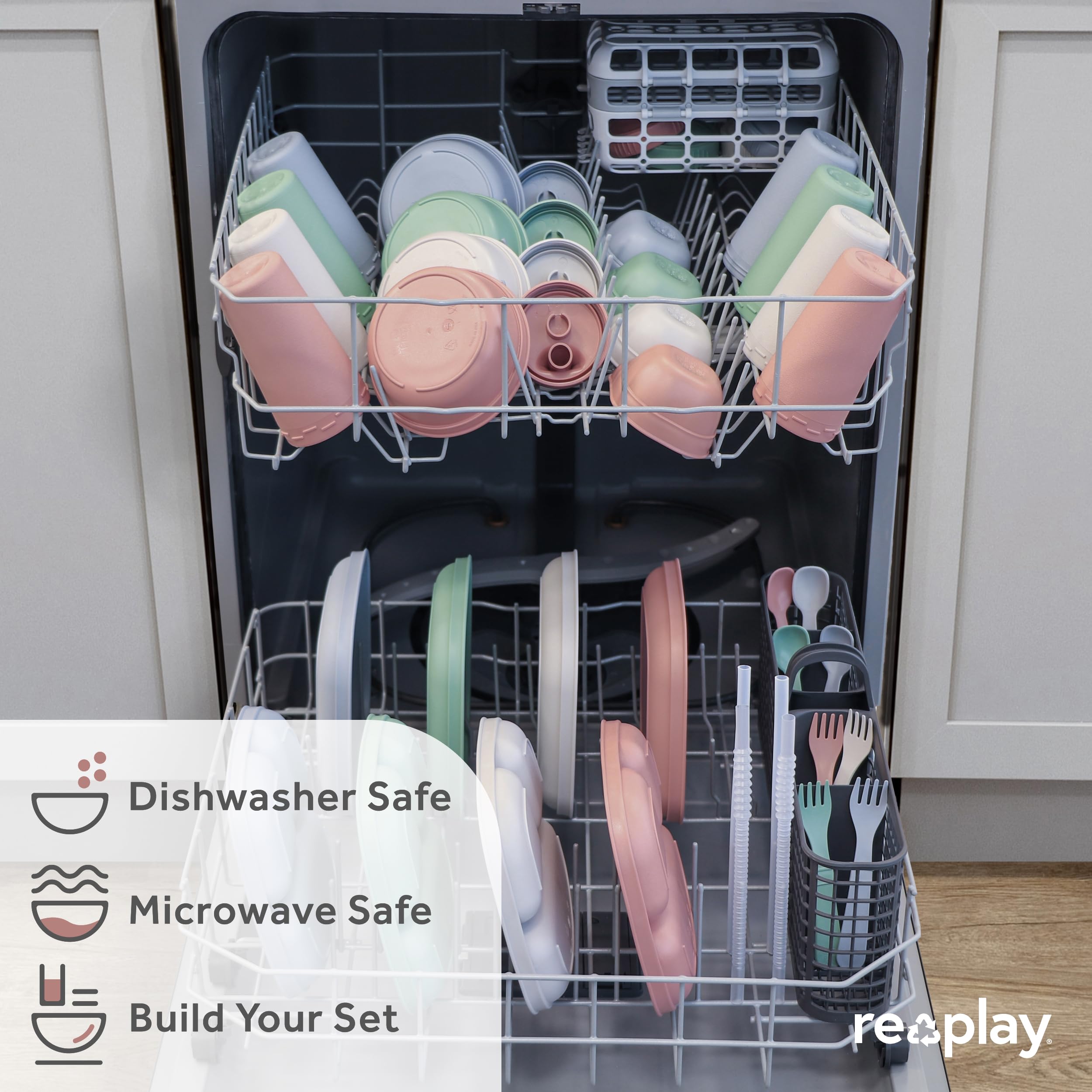 Re-Play USA Made 10 Oz Toddler Sippy Cups, Pack of 4 - BPA-Free Spill Proof Kids Cups for 1-3 Year Olds | Dishwasher & Microwave Safe | Hard Spout Design (3.13
