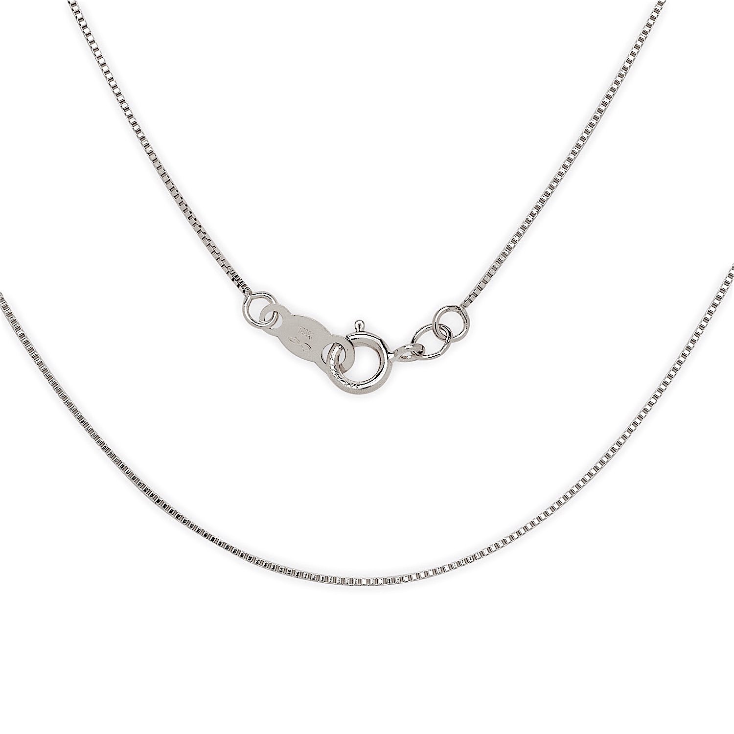 14K White Gold Box Chain Pendant Necklace 20 Inch - Elegant Unisex Jewelry for Women & Men | Perfect for Weddings, Anniversaries, Gifts & Everyday Wear