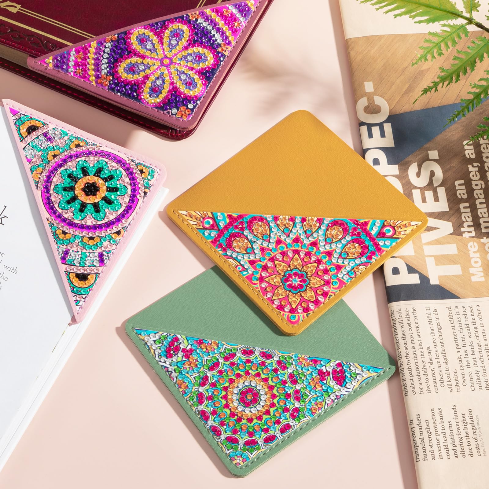 6 PCS 5D Diamond Painting Bookmarks Kit - DIY Diamond Art Corner Bookmarks for Book Lovers, Adults & Kids Craft Gift for Reading, Home & Office Use