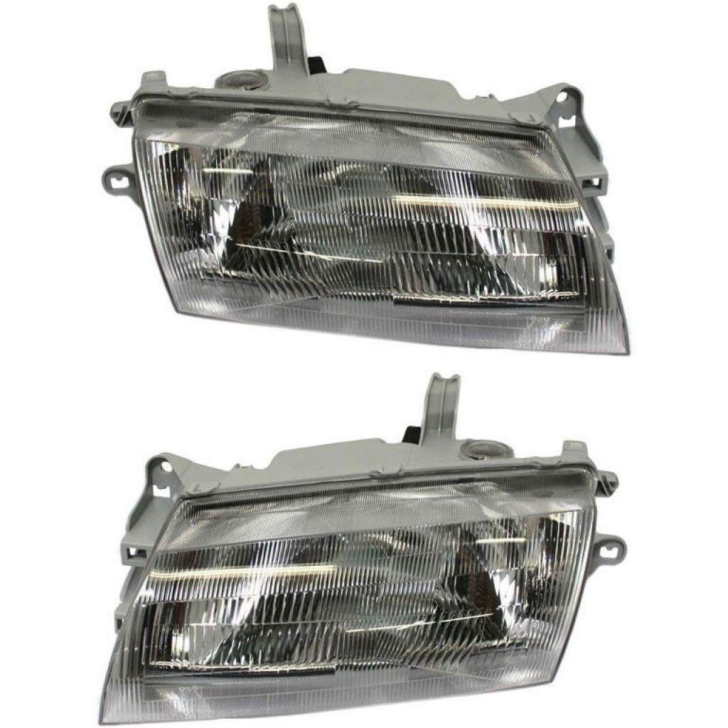 1997-1998 Mazda Protégé Sedan Halogen Headlight Assembly Pair - Driver & Passenger Side (MA2502112 + MA2503112, BG1N51040DP1 + BG1N51030DP1) | Direct Replacement for Improved Night Visibility | Perfect for Restoration Projects & Daily Commuting