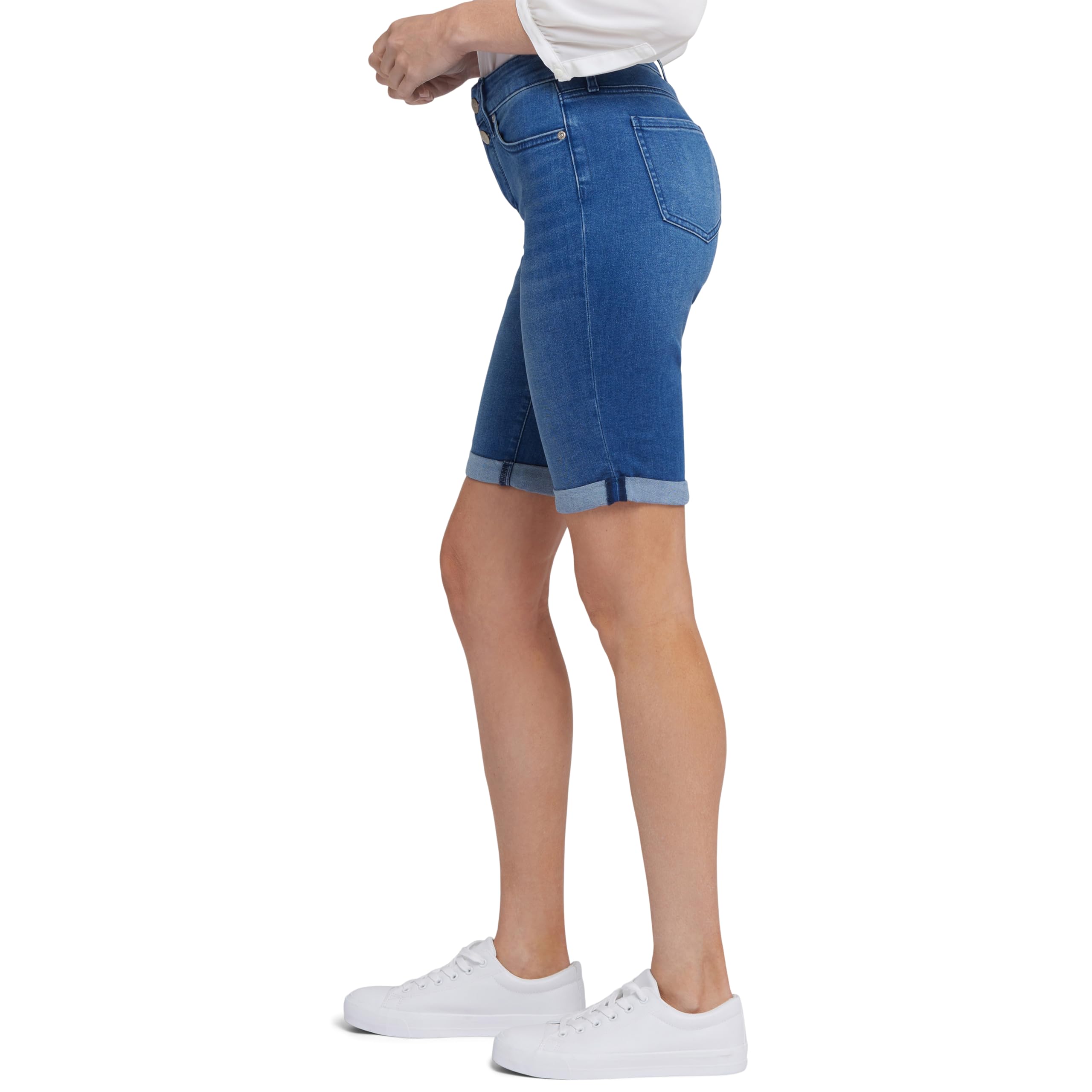 NYDJ Women's Briella Roll Cuff Jean Slimming Denim Shorts - High Waisted Stretch Comfort for Casual Wear & Summer Outfits