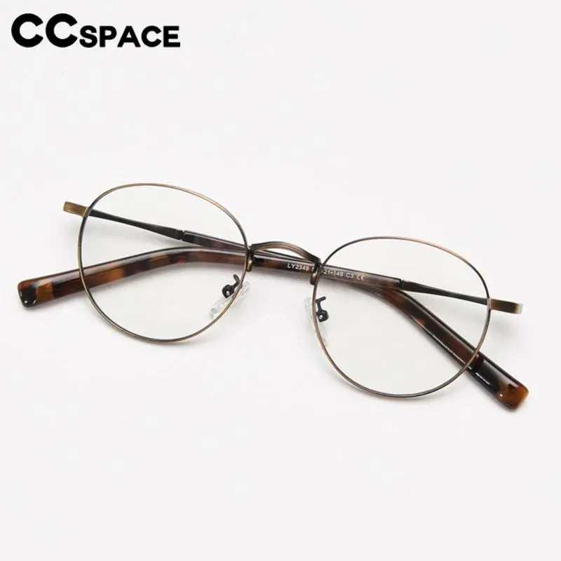 CCspace Unisex Full Rim Round Alloy Eyeglasses 56836 - Lightweight Metal Frame Glasses for Men & Women - Perfect for Reading, Driving & Daily Wear