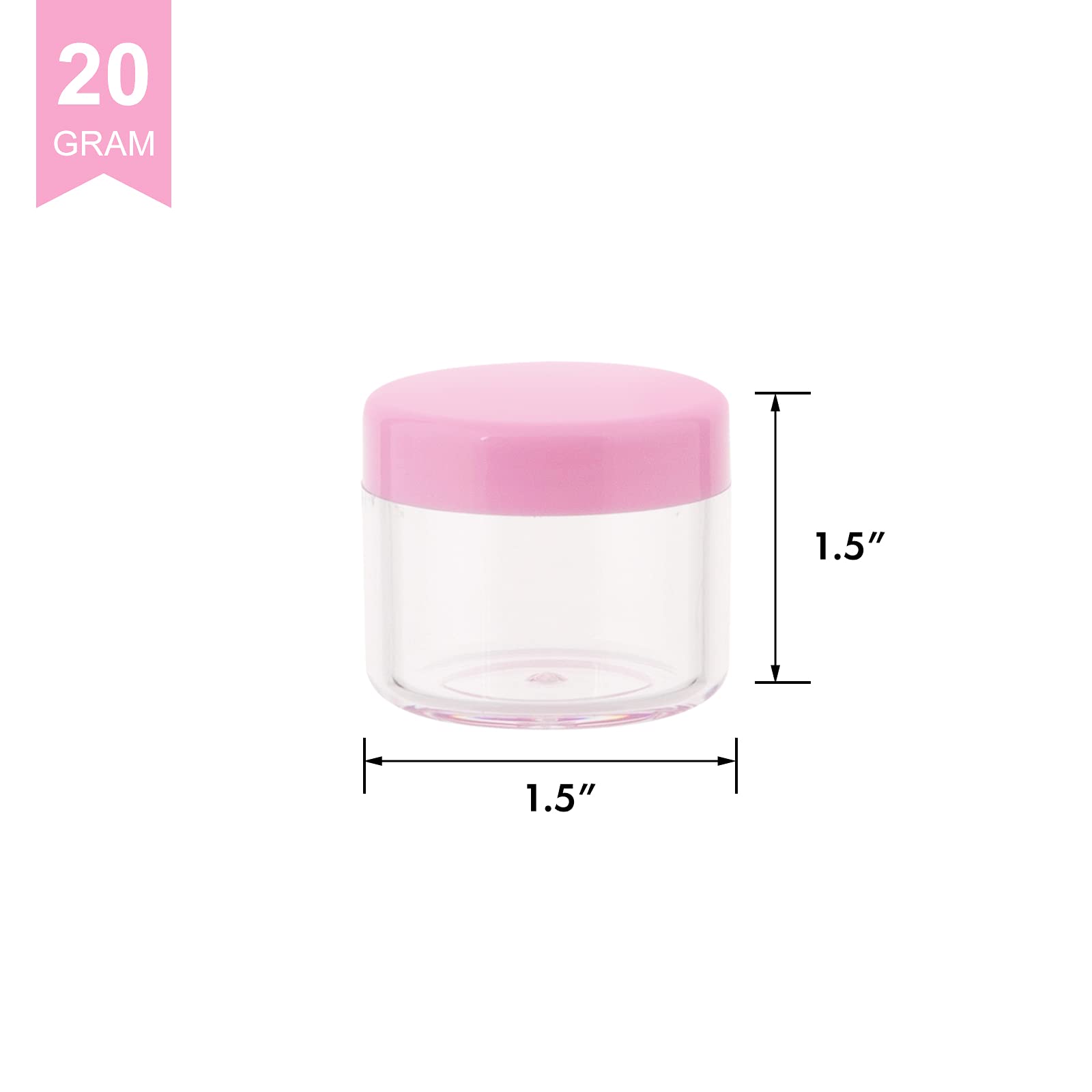 ZEJIA 20-Piece 20 Gram Pink Plastic Cosmetic Jars with Lids - 20ML/0.7oz Travel Size Sample Containers for Lotions, Creams, Powders & Beauty Products - Perfect for DIY Skincare, Slime Making & Travel Toiletries Organization