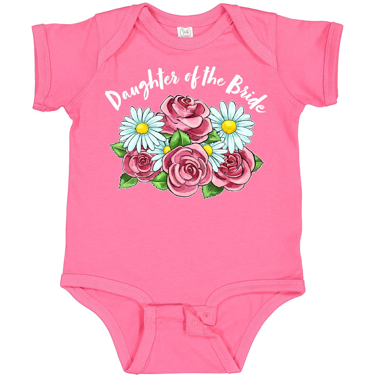 Inktastic Daughter of The Bride Roses and Daisies Baby Bodysuit - Cute Floral Outfit for Wedding, Baby Shower & Family Photos