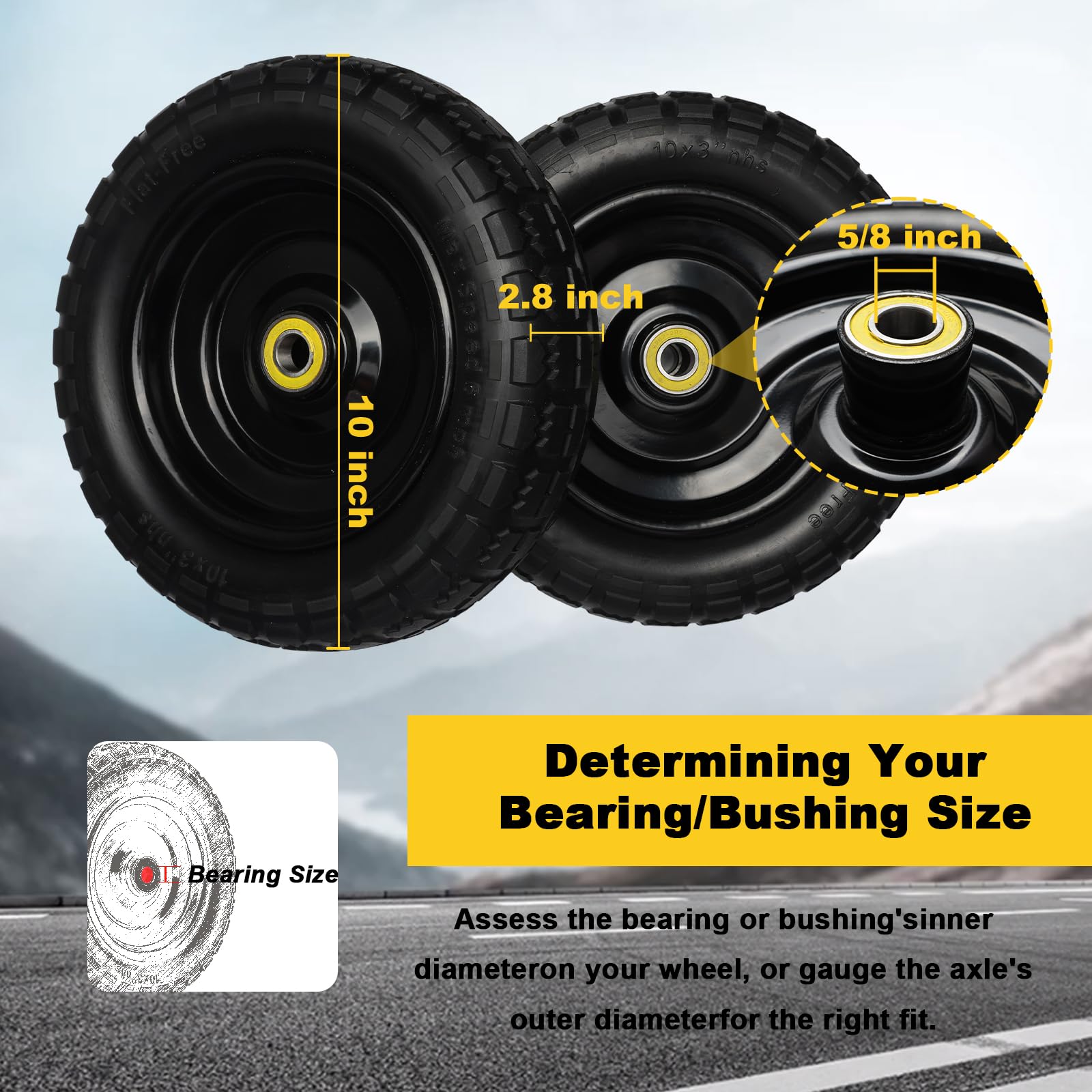 13 Inch Solid Rubber Tires 4.00-6 with 5/8