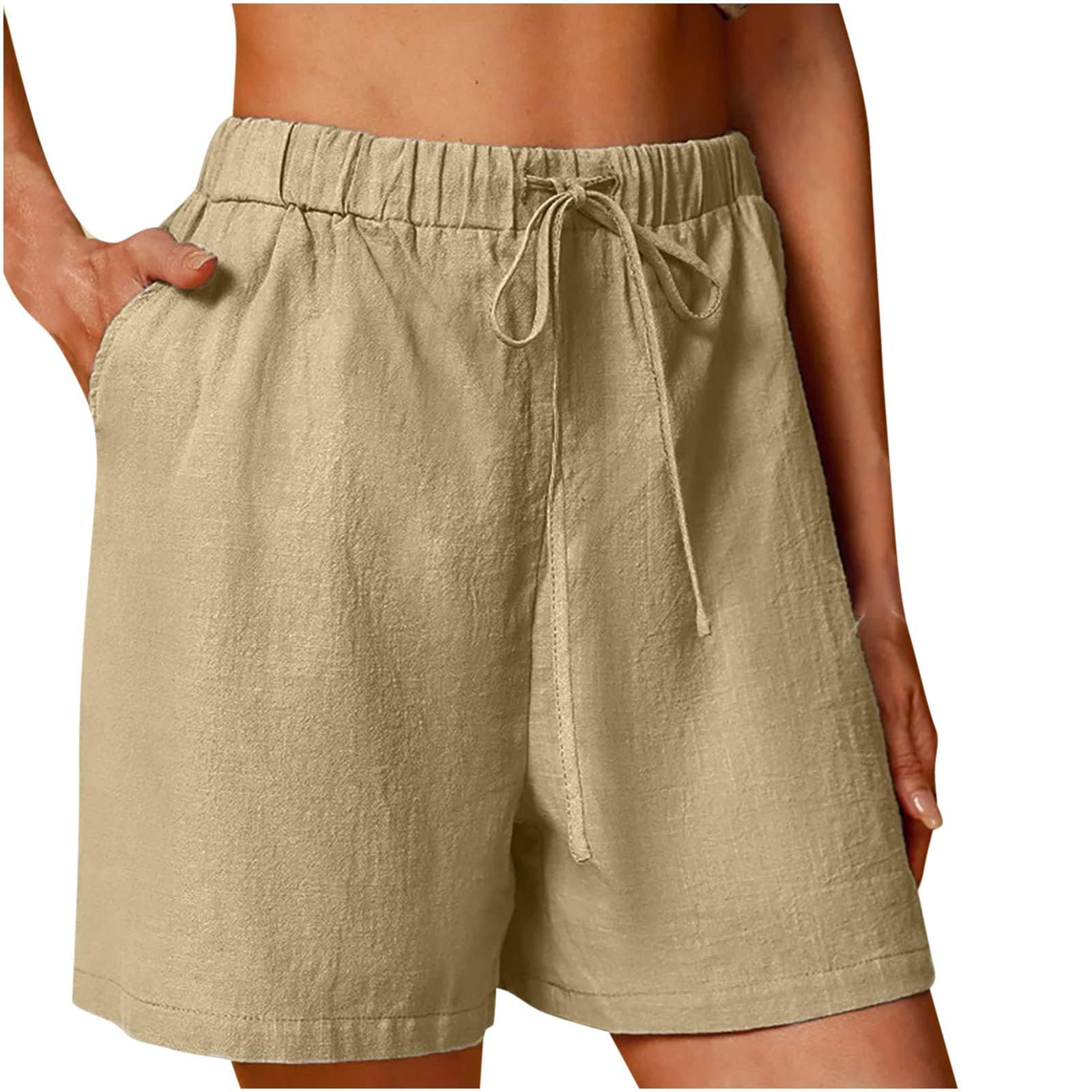 DASAYO Women's Linen Shorts - High Waisted Summer Shorts with Pockets for Beach & Travel