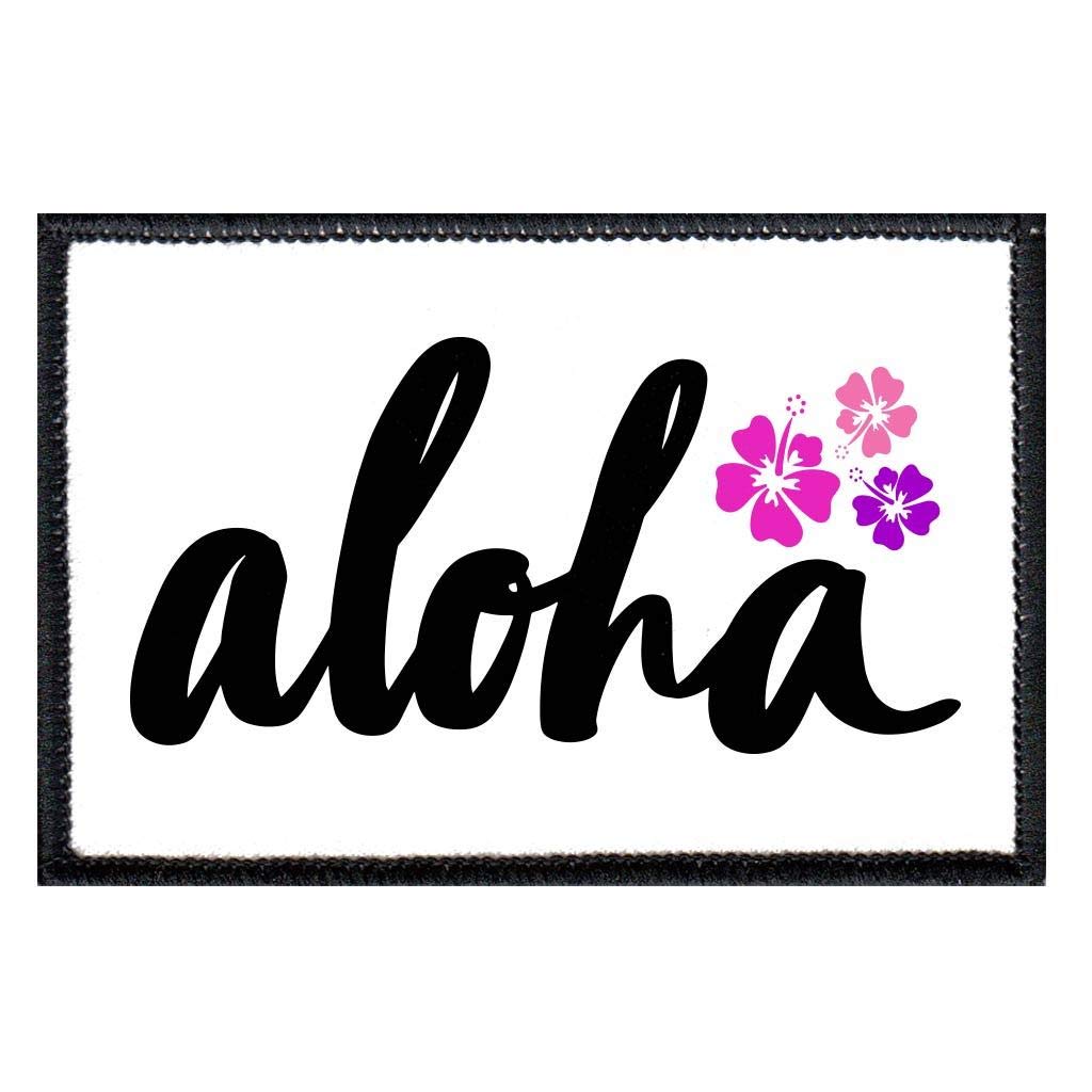 Aloha Morale Patch | 2x3 Inch Hook and Loop Backing for Hats, Jackets, Vests & Backpacks | Hawaiian Style Embroidered Patch | Perfect for Military, Tactical Gear & Outdoor Enthusiasts