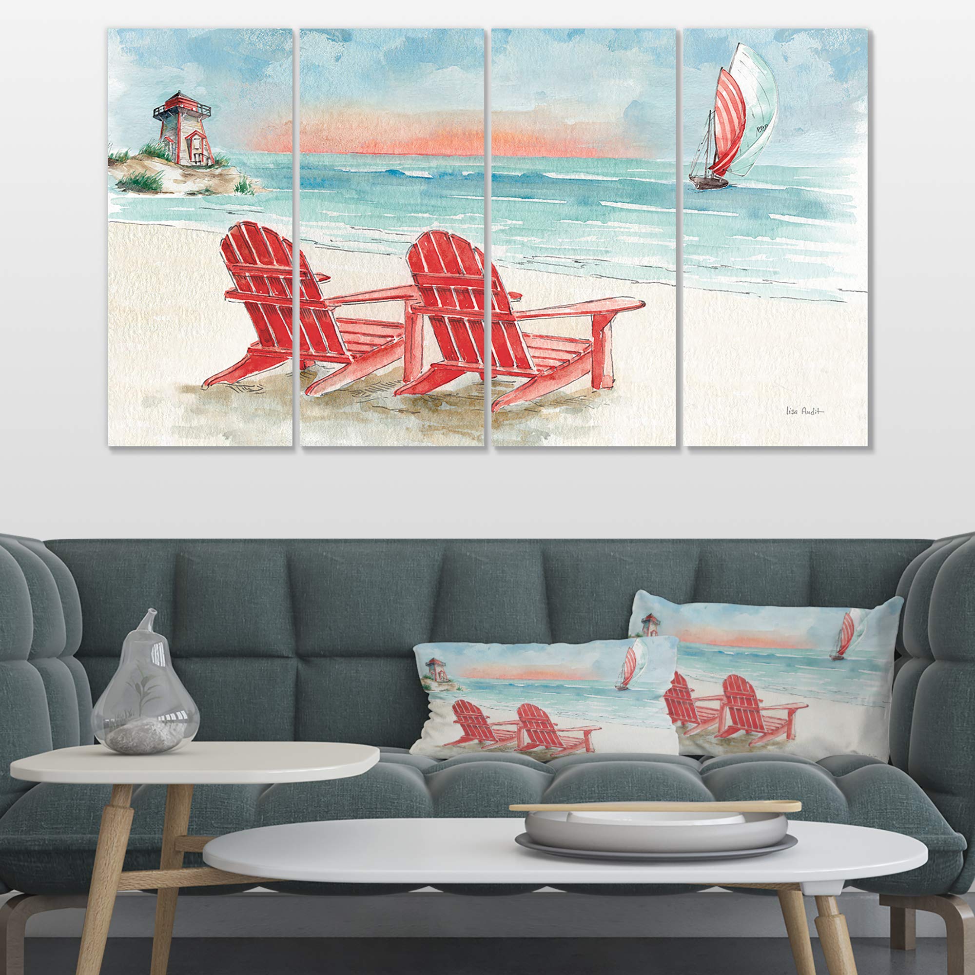 Designart 'Coastal Chair Relax Beach II' Nautical & Coastal Canvas Wall Art Print - Perfect for Beach House Decor, Living Room, Bedroom & Office