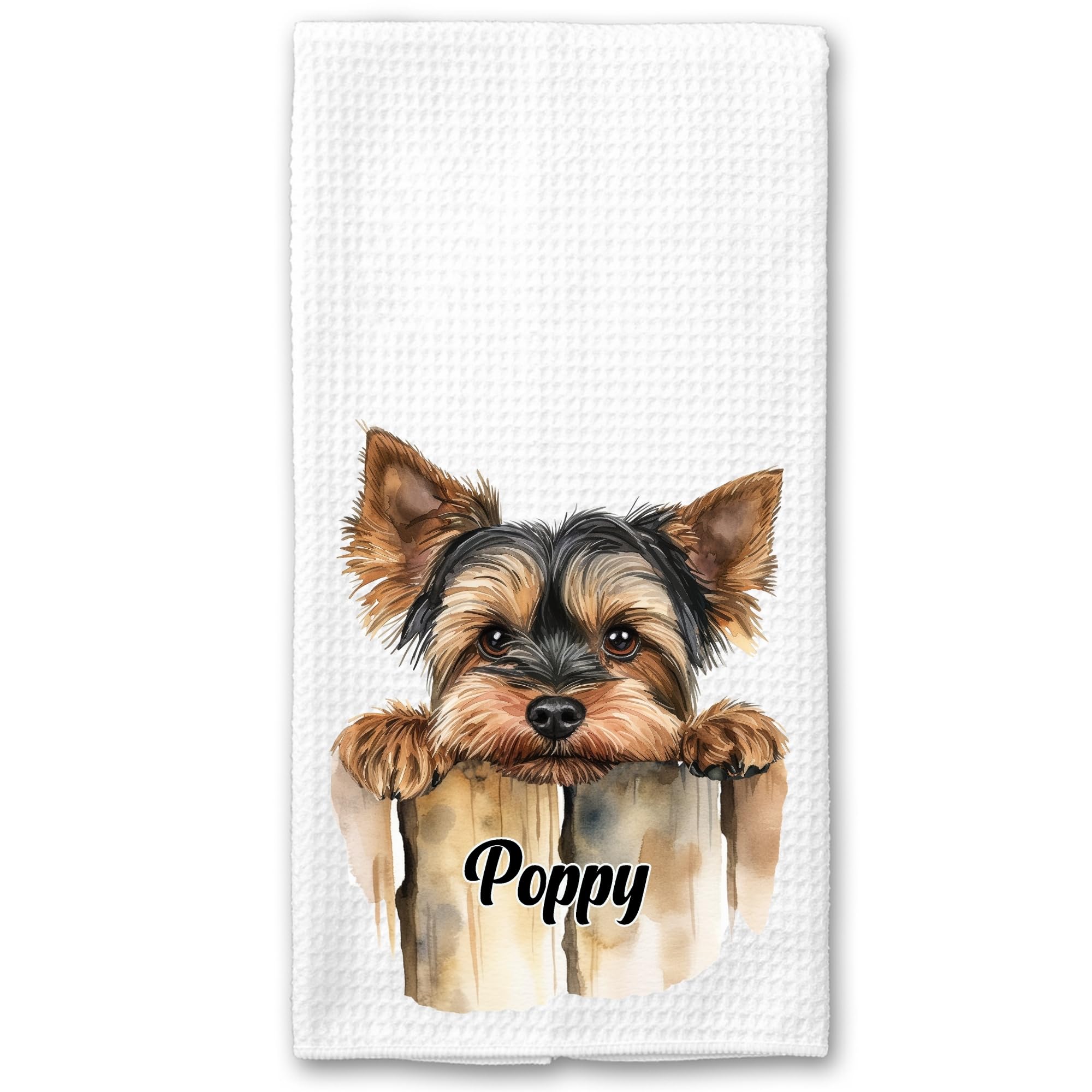 Personalized Yorkie Dog Hand Towel - Soft Microfiber Kitchen & Bath Towel Set - Perfect Housewarming, Wedding & Birthday Gift for Women & Mom - 16x24 Inches - Ideal for Kitchen Decor, Bathroom Essentials & Pet Lover Gifts