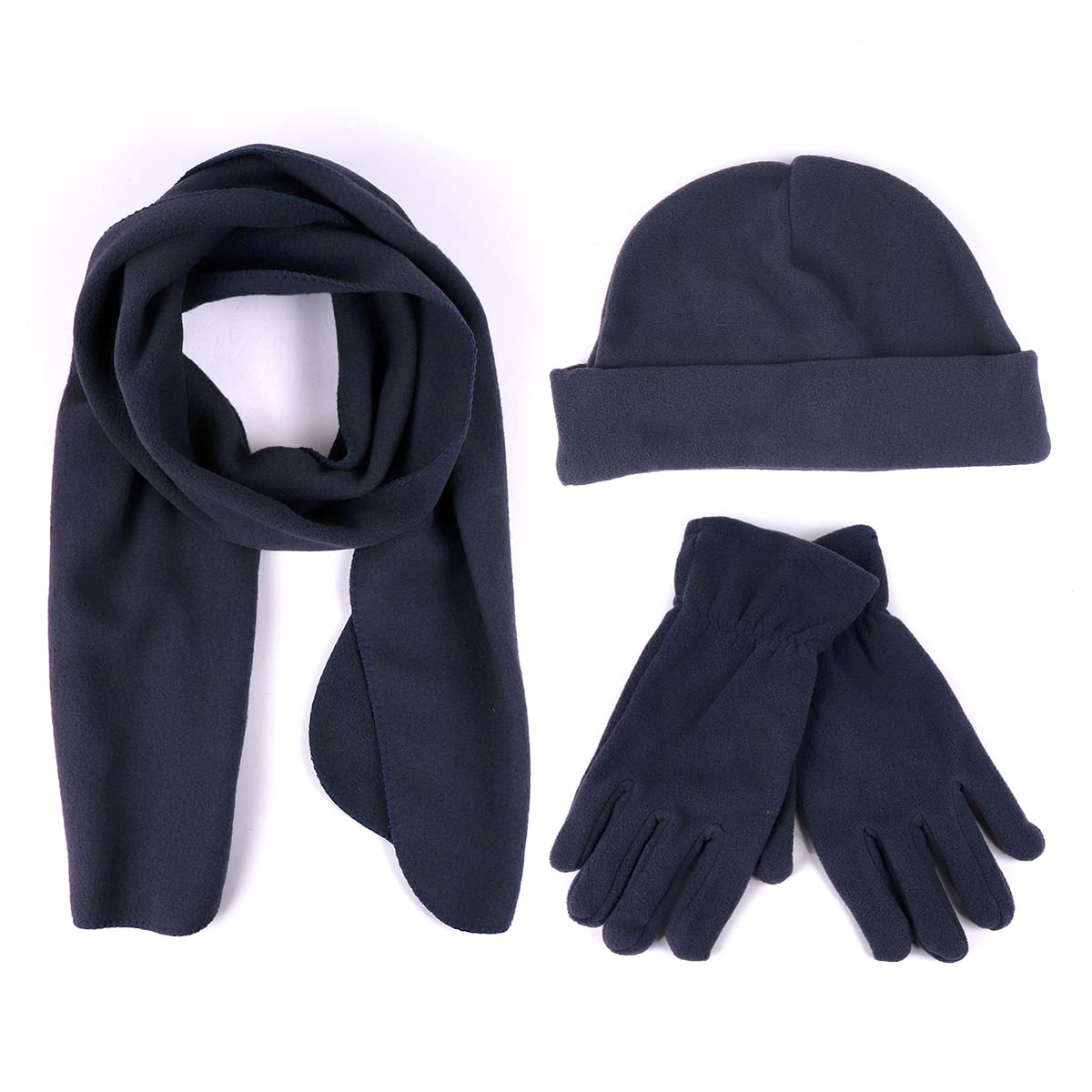 WESTEND Men's Fleece Winter Hat & Gloves Set - Warm Beanie, Scarf & Gloves Combo for Cold Weather - Perfect for Skiing, Snowboarding & Outdoor Activities