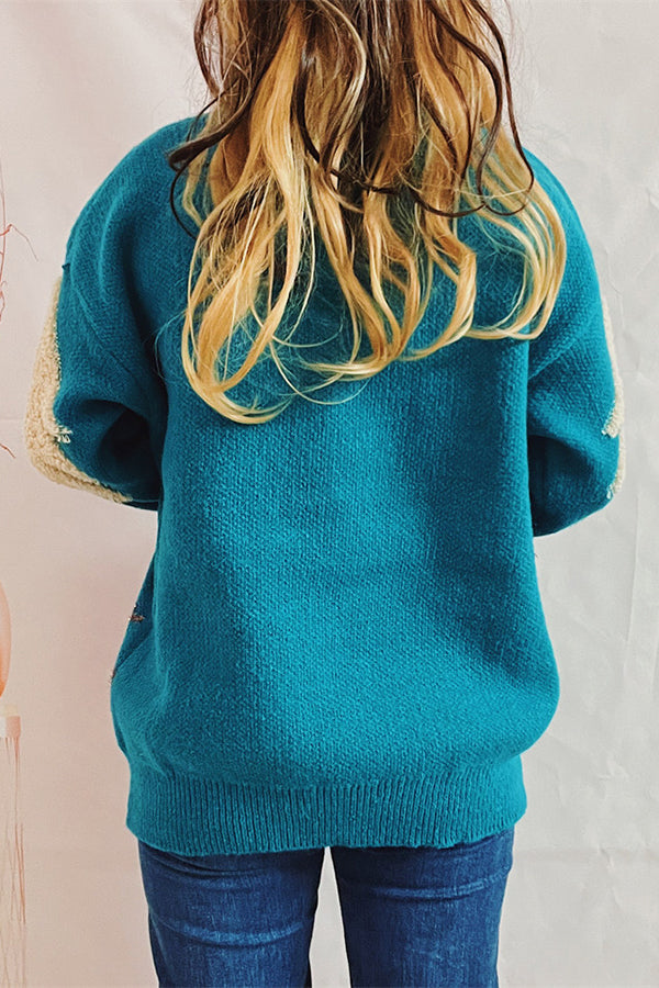 Festive Christmas Knit Sweater for Women - Cozy Crew Neck Long Sleeve Pullover for Holiday Parties & Family Gatherings
