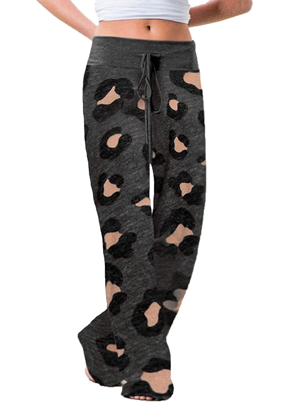 Bincout Meerore Women's Floral Print Camouflage Lounge Pants - Stretchy Comfy Wide Leg Drawstring Pajama Pants for Yoga, Sleep & Home Relaxation