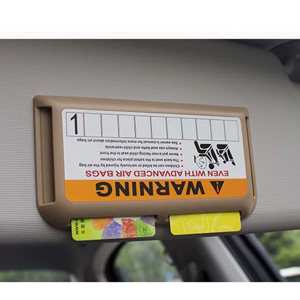 Universal Car Sunshade with Phone Number Display & IC Card Holder - Beige Auto Sun Visor Organizer for Parking, Commuting, and Road Trips