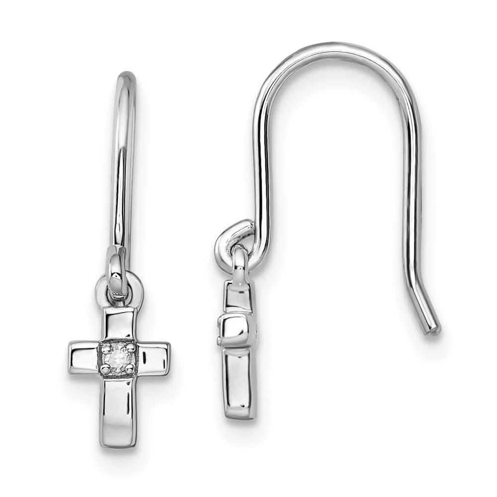 925 Sterling Silver Diamond Cross Dangle Earrings for Women - Hypoallergenic Shepherd's Hook Fine Jewelry - Perfect Gift for Her (Birthday, Anniversary, Christmas) - Elegant Church & Everyday Wear