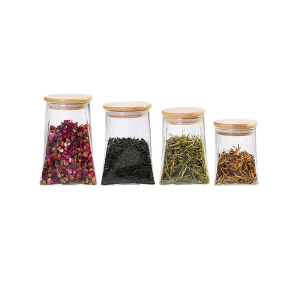 Airtight Glass Food Storage Containers with Lids - 300ml/500ml/700ml/900ml Set for Candy, Cookies, Rice & Dry Goods | Kitchen Pantry Organization & Meal Prep Jars