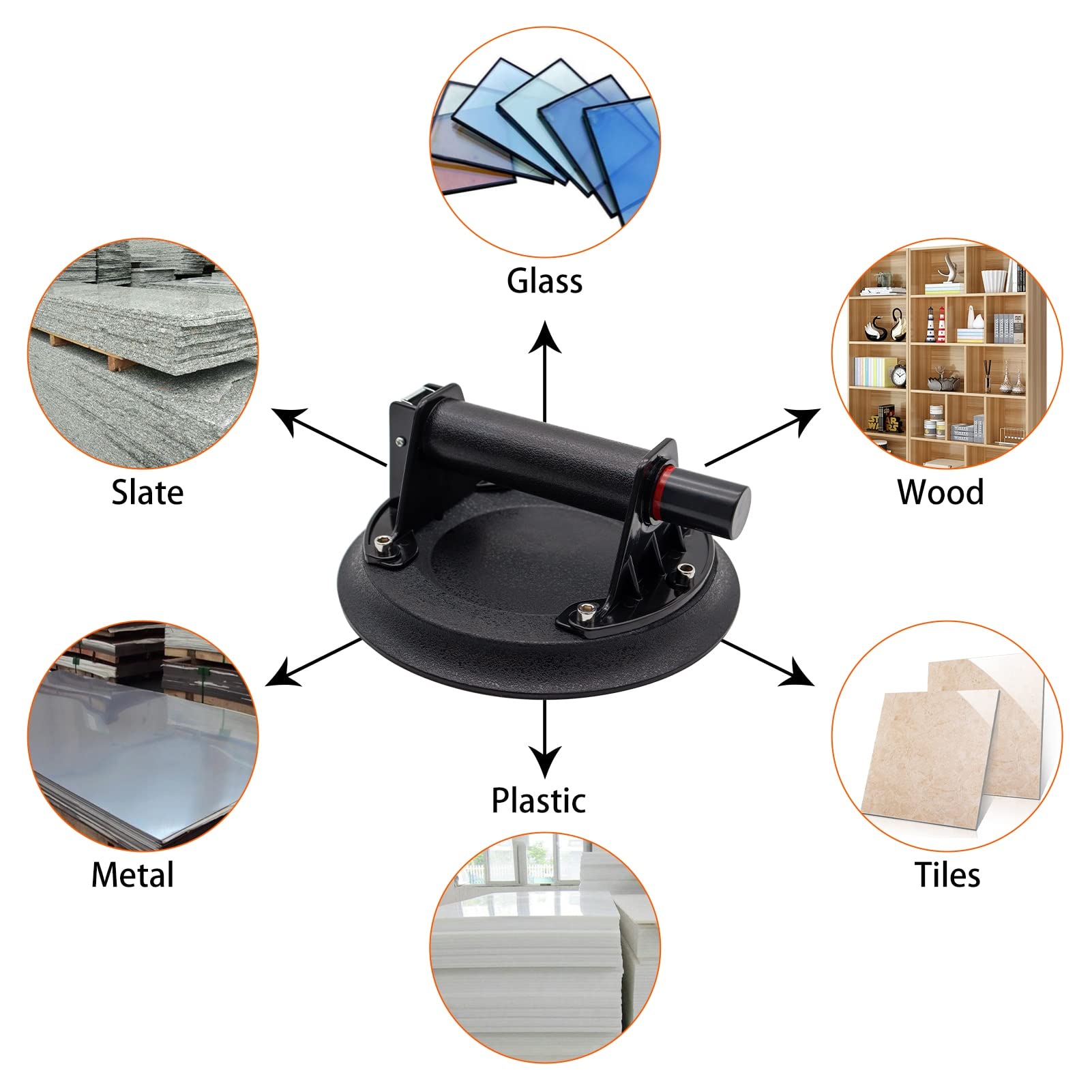 8 Inch Heavy Duty Tile Lifting Vacuum Pump Lifter - Suction Cup for Glass, Stone & Marble Tiles with Plastic Handle - Perfect for Construction, Renovation & DIY Tile Installation Projects
