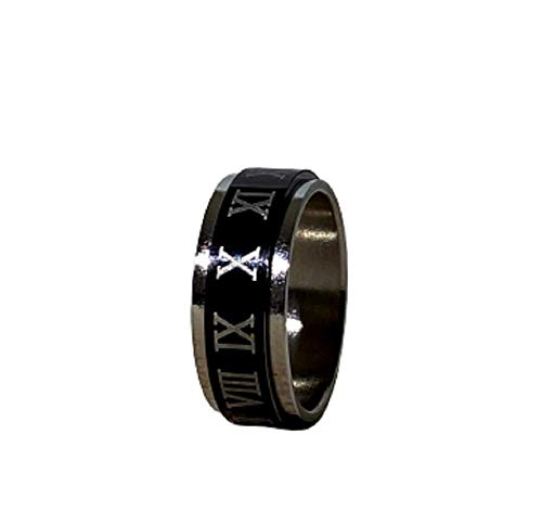 iGold 6mm Roman Black Two-Tone Stainless Steel Men's Carbide Wedding Band Ring - Durable Tungsten Ceramic Engagement Ring for Him - Perfect for Anniversaries, Proposals & Couple Jewelry Gifts