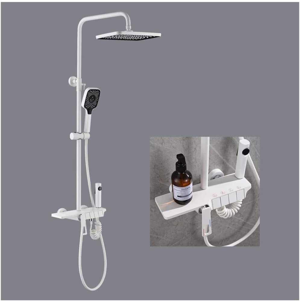 Premium Wall Mounted Shower System - White Rain Shower Combo with Piano Key Trim, 10