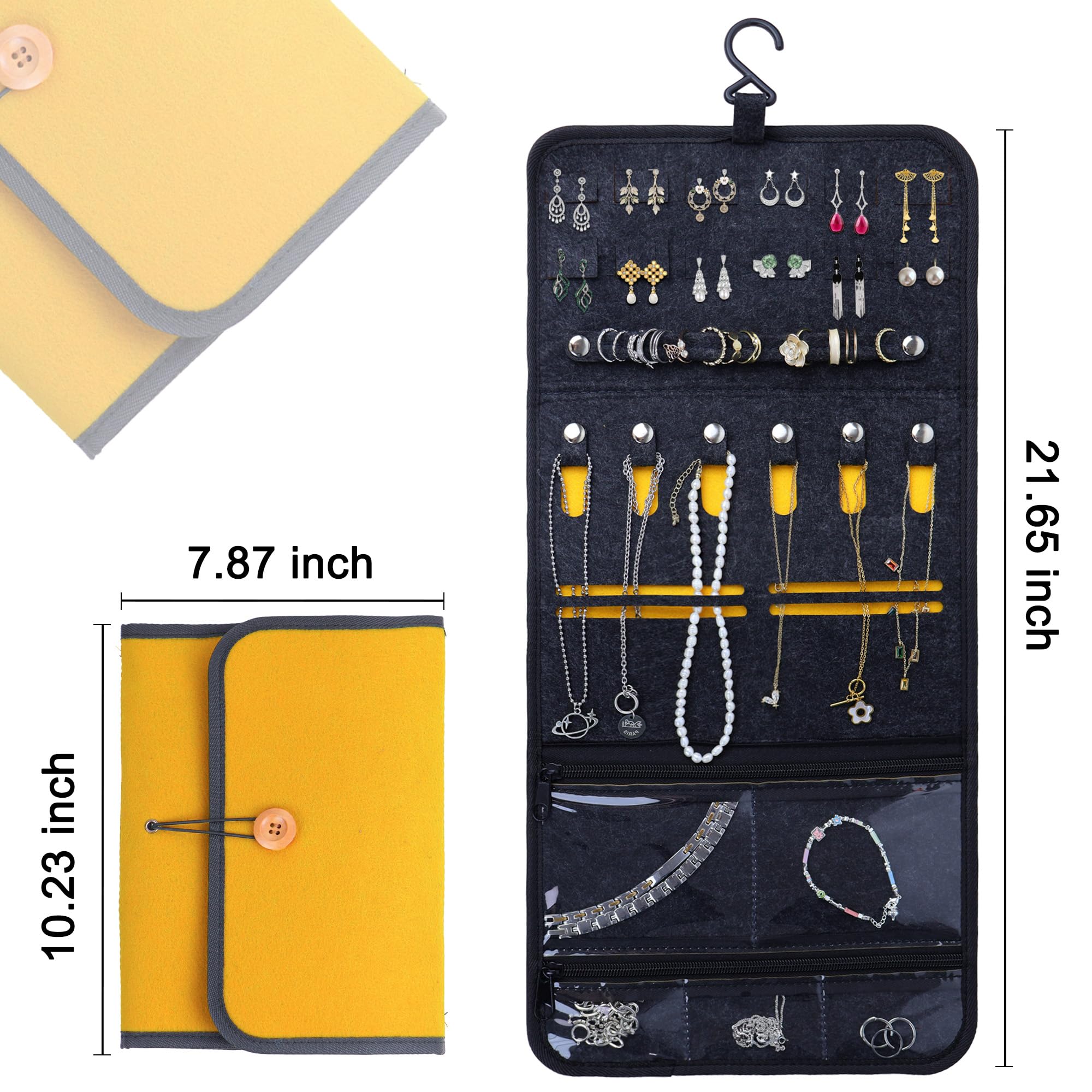 Portable Jewelry Organizer Travel Case for Women - Nonwoven Roll Storage Bag for Rings, Earrings, Necklaces - Stylish Clutch Pouch & Envelope Gift Box - Perfect for Travel, Home Organization & Gifts for Women, Girls