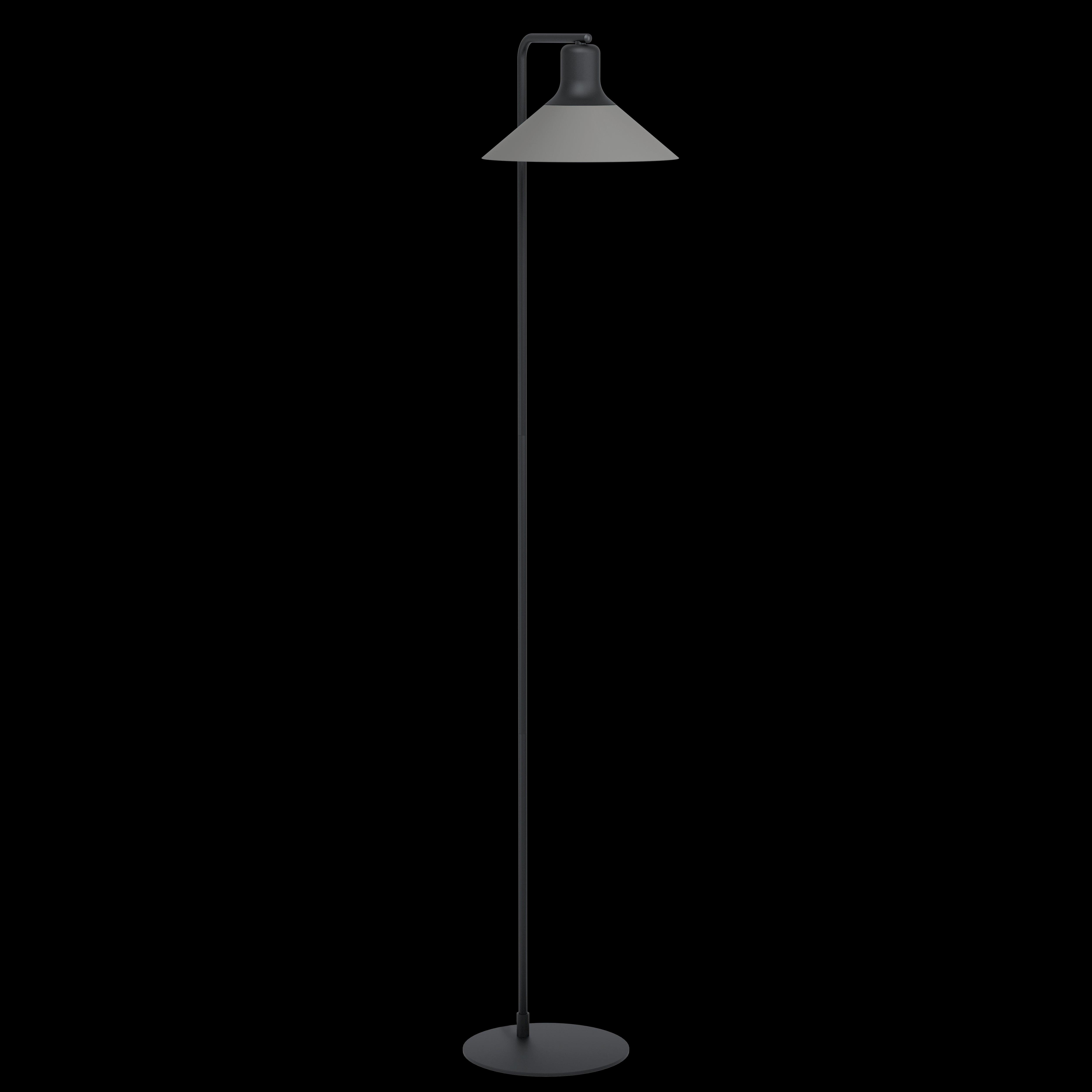 Eglo Abreosa Black Metal Floor Lamp with Grey Shade - Modern Lighting for Living Room, Bedroom & Office Decor