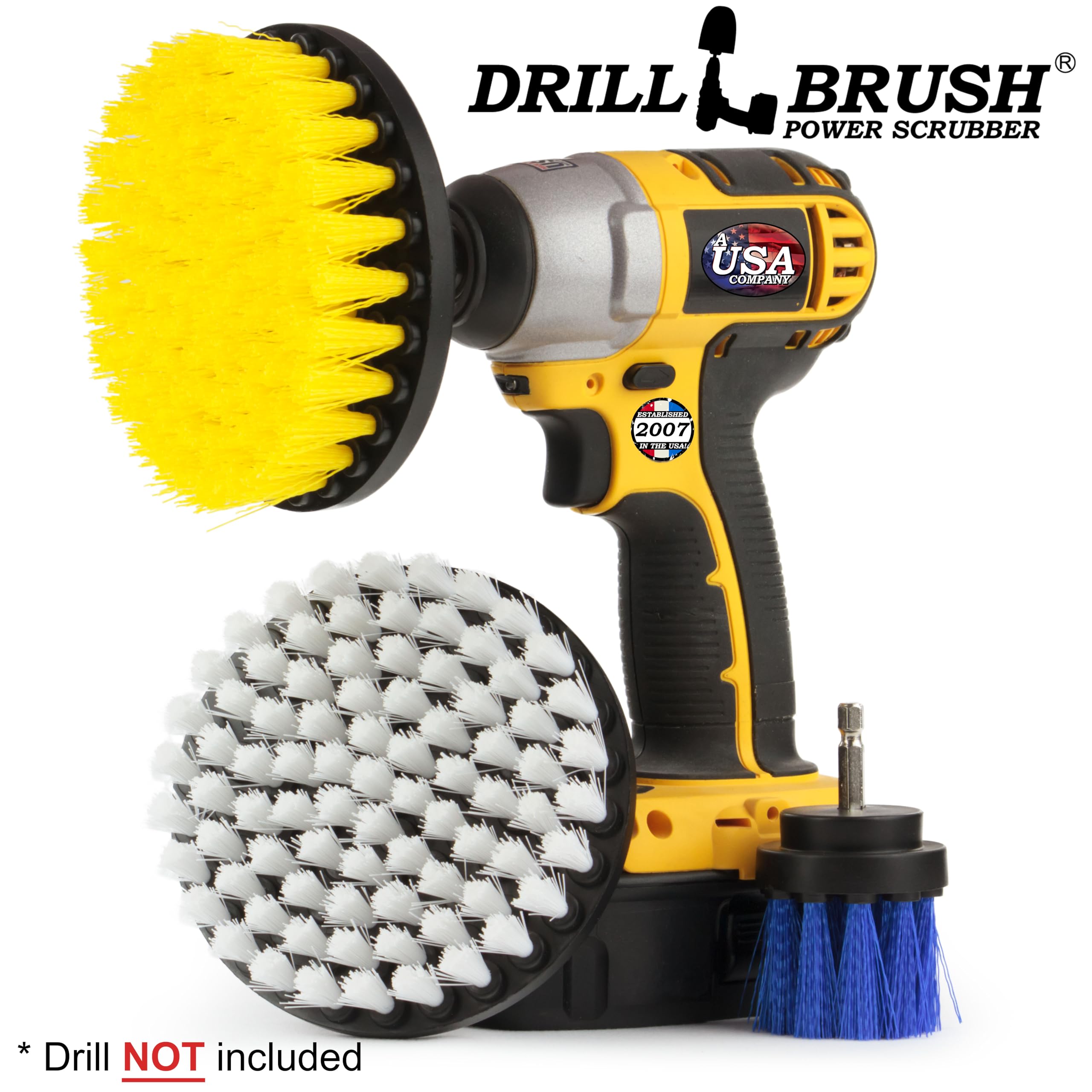 Spin Brush for Bathroom Cleaning - Heavy Duty Scrub Brush with Nylon Bristles - Soft & Thin Cleaning Brush for Tight Spaces - Tile Grout Cleaner & Boat Scrub Brush - Perfect for Shower Tiles, Kitchen Sinks & Hard-to-Reach Areas