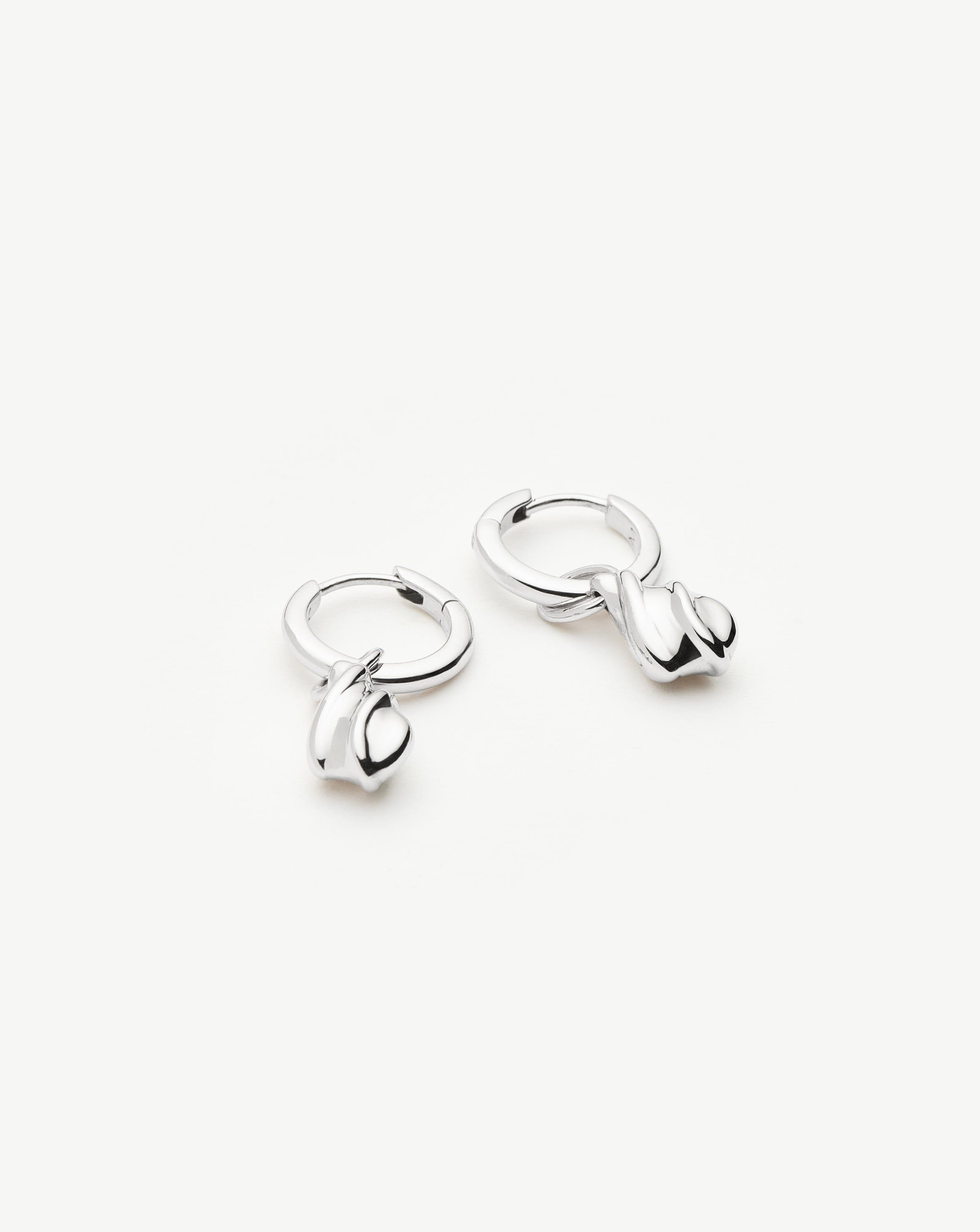 Savi Ridge Droplet Charm Earrings - Sterling Silver Dangle Earrings for Women | Elegant Everyday Jewelry & Special Occasion Gift