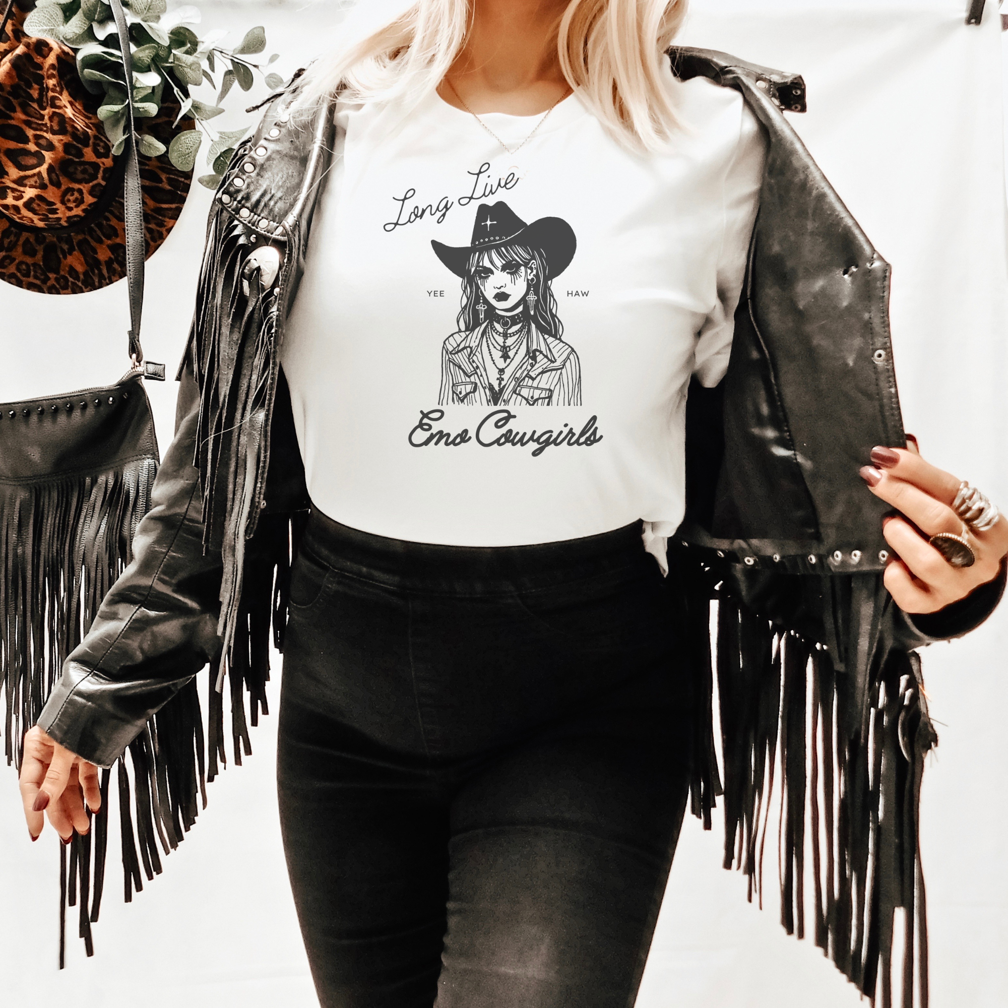 Long Live Emo Cowgirls T-Shirt - Vintage Western Gothic Style Top for Women | Perfect for Concerts, Rodeos & Alternative Fashion