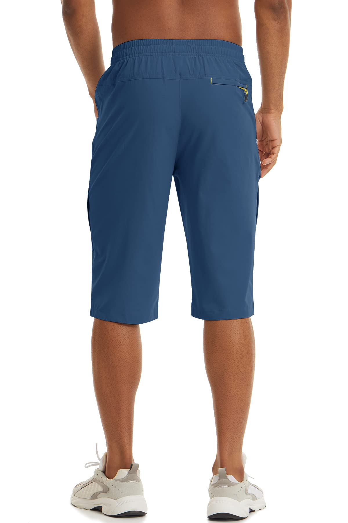 TACVASEN Men's Quick Dry Hiking 3/4 Long Capri Shorts - Athletic Workout Running Shorts with Zipper Pockets for Outdoor Activities, Gym & Travel