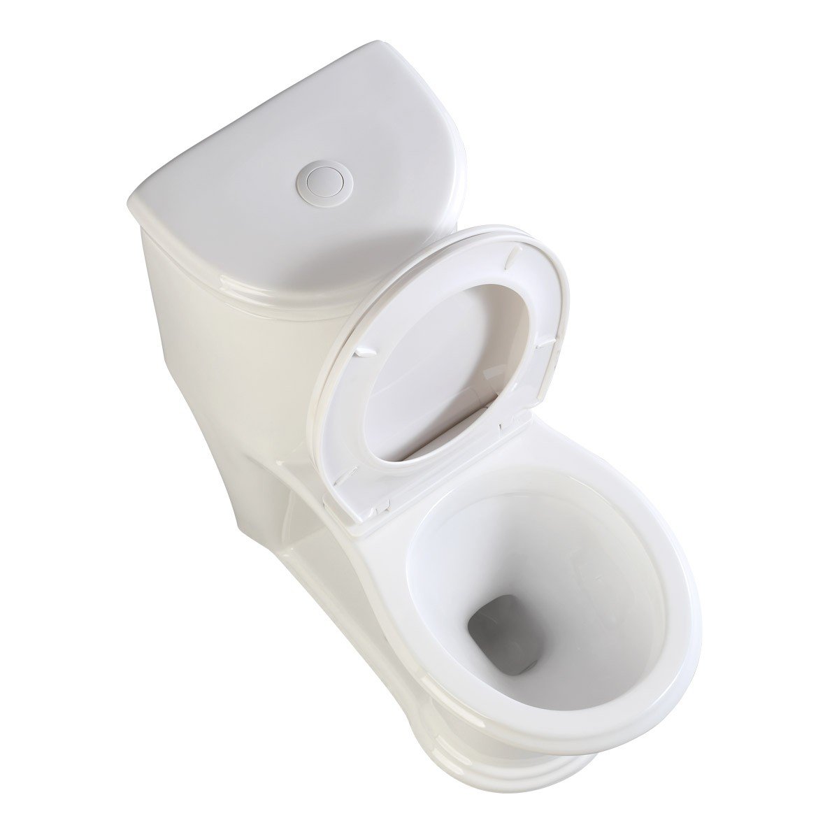 Kids Potty Training Toilet - Heavy Duty White Porcelain One-Piece Round Bathroom Toilet with Slow Close Seat & Push Button Flush (11.75