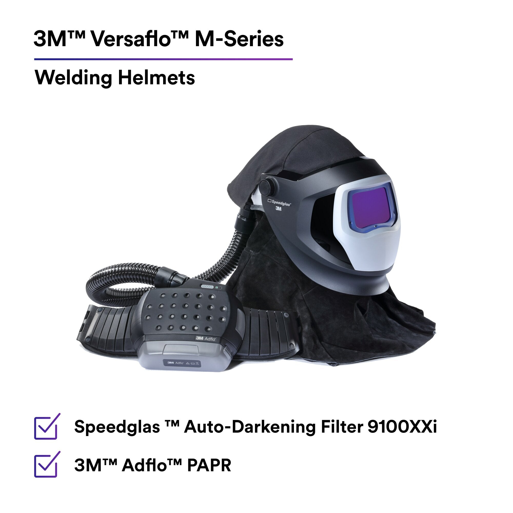 3M Adflo PAPR & Versaflo M Series Welding Helmet Kit with Speedglas Shield - Respiratory Protection for Industrial Welding & Metalworking