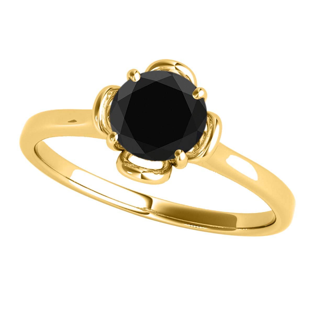 0.35 Carat Halo Black Diamond Engagement Ring for Women - 10K Solid Yellow Gold Wedding Band with Genuine Diamonds | MauliJewels Bridal Collection | Perfect for Proposals, Anniversaries & Special Occasions