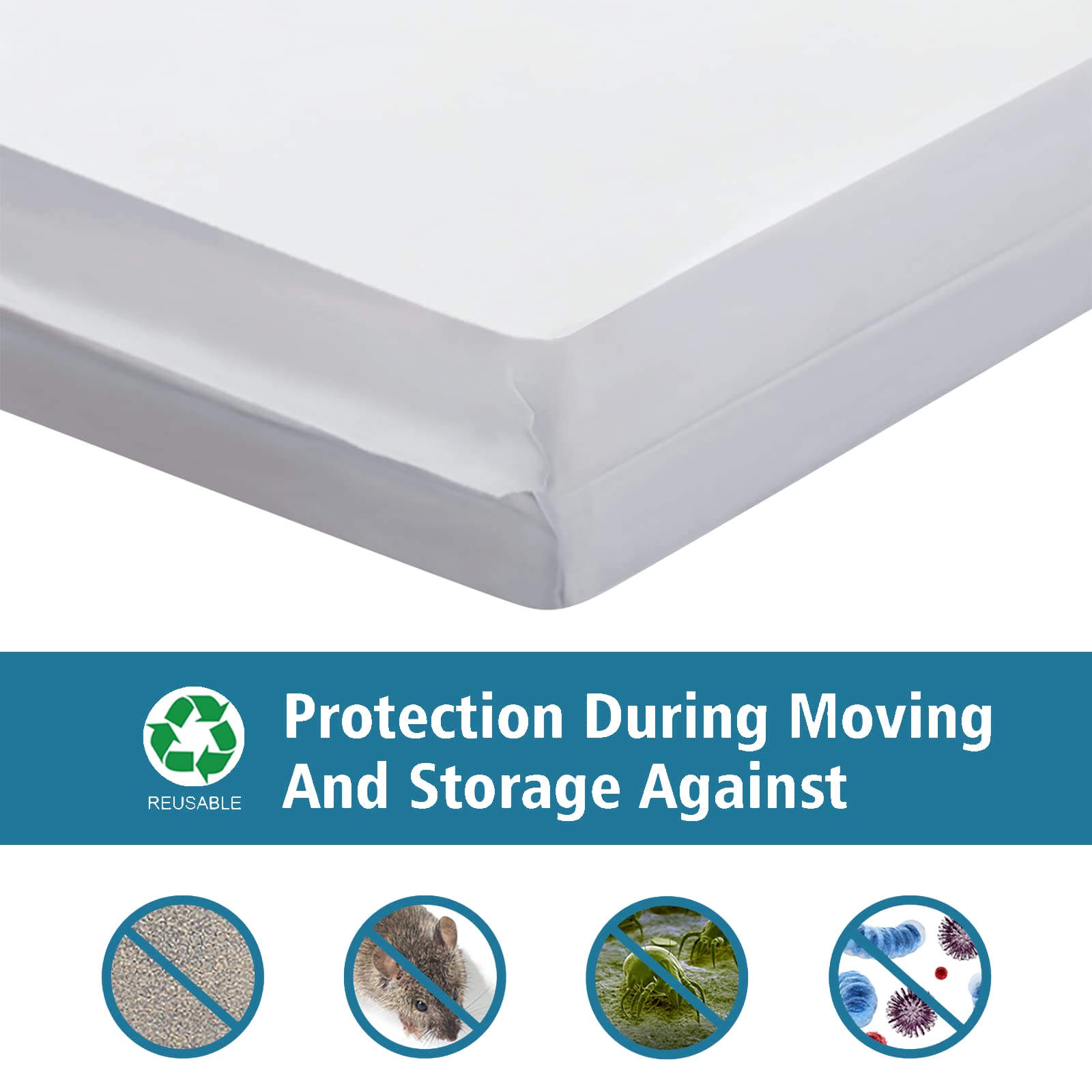 BYSURE 2-Pack 5 Mil Mattress Bags for Moving and Storage - Heavy Duty Opaque White Mattress Covers - Fits Twin/Full Size Beds - Perfect for Home Moving, Storage & Mattress Disposal