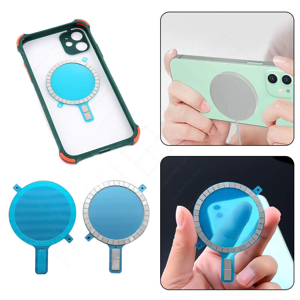 XZC MagSafe Magnet Sticker - Strong Magnetic DIY Wireless Charging Stickers for iPhone 12/11/Pro Max/Mini/Xs/Xr - Compatible with MagSafe Cases & Accessories (2Pcs) - Perfect for Home, Office & Travel Charging