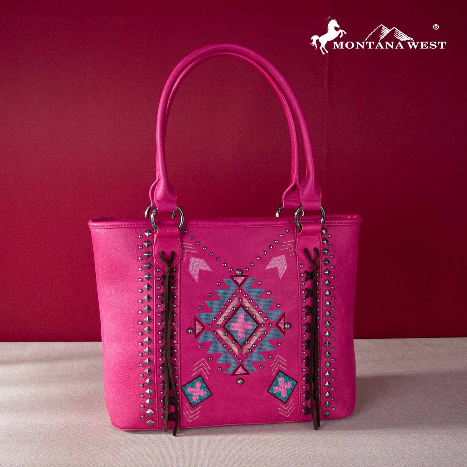 Montana West Embroidered Aztec Concealed Carry Tote Bag for Women - Stylish & Spacious Purse with Hidden Gun Pocket | Perfect for Everyday Use, Travel & Concealed Carry