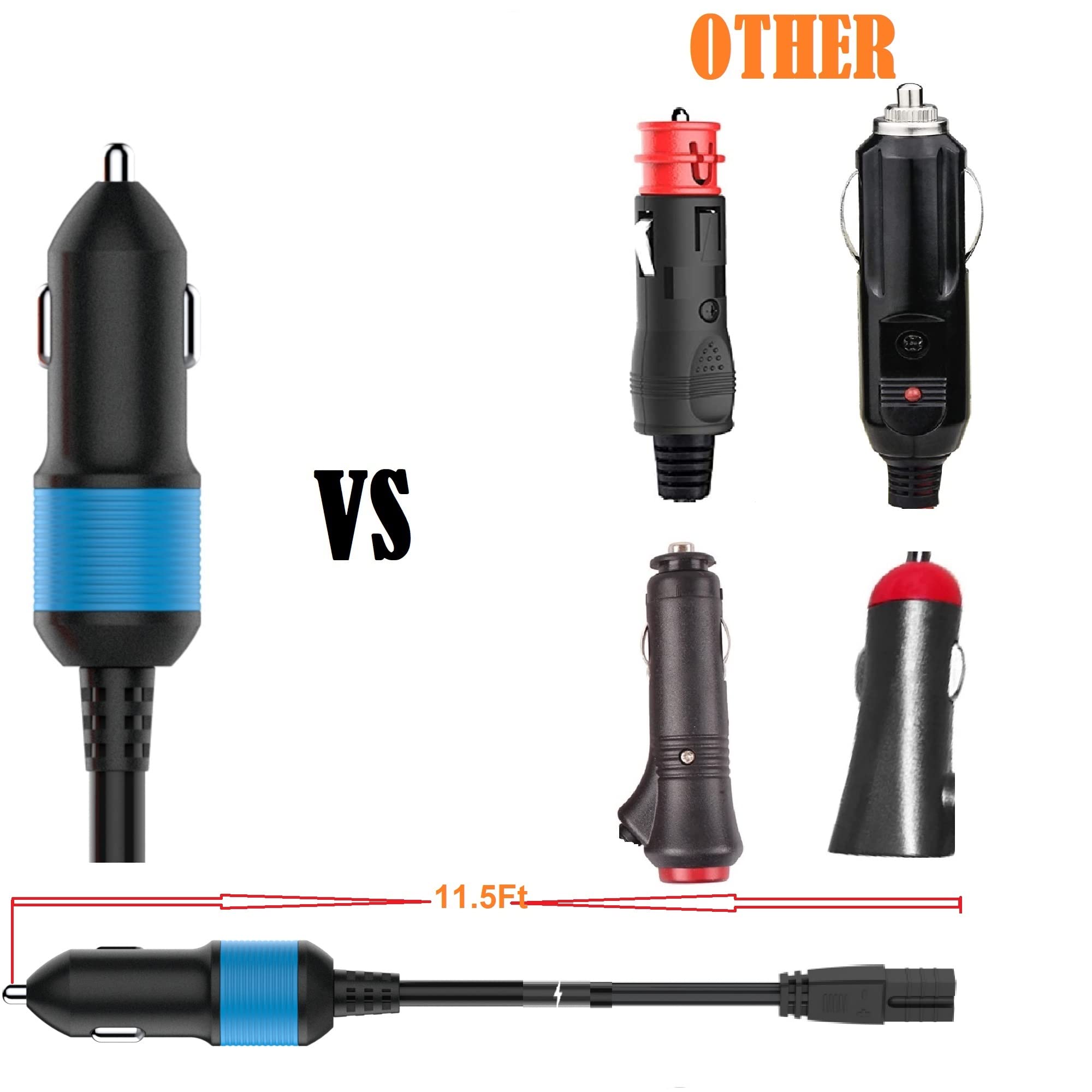 12V DC Power Cable for Thermoelectric Cooler & Mini Fridge - 2 Pin Plug Wire for Car Cooler, Cool Box, Office Mini Refrigerator - Perfect for Road Trips, Camping & Home Use