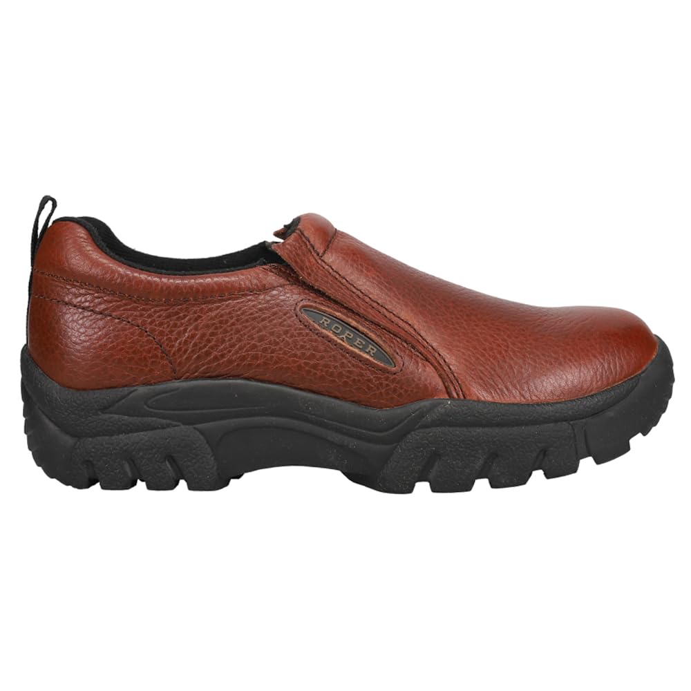 ROPER Men's Slip-On Casual Shoes - Comfortable & Lightweight Brown Loafers for Walking & Travel - Size 8 Wide - Perfect for Office, Driving & Everyday Wear