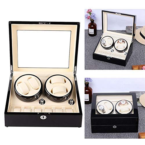 Premium Automatic Watch Winder for Men & Women - 4+6 Watch Storage Box with Silent Electric Motor - Luxury Display Case for Automatic & Mechanical Watches - Perfect for Travel, Home & Office Use