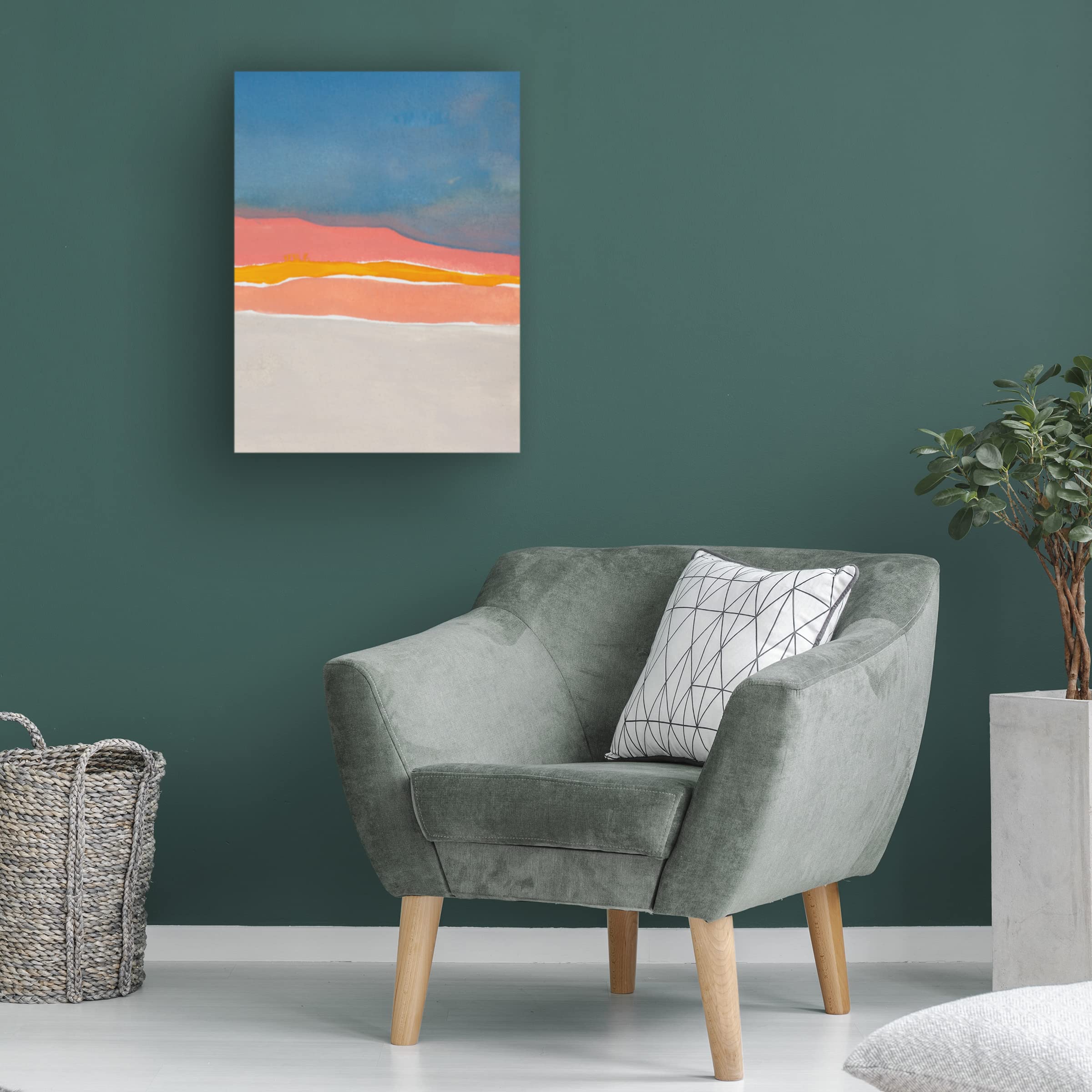 Rob Delamater Kodachrome Horizon Diptych II Canvas Wall Art Print - Modern Landscape Painting for Living Room, Bedroom & Office Decor