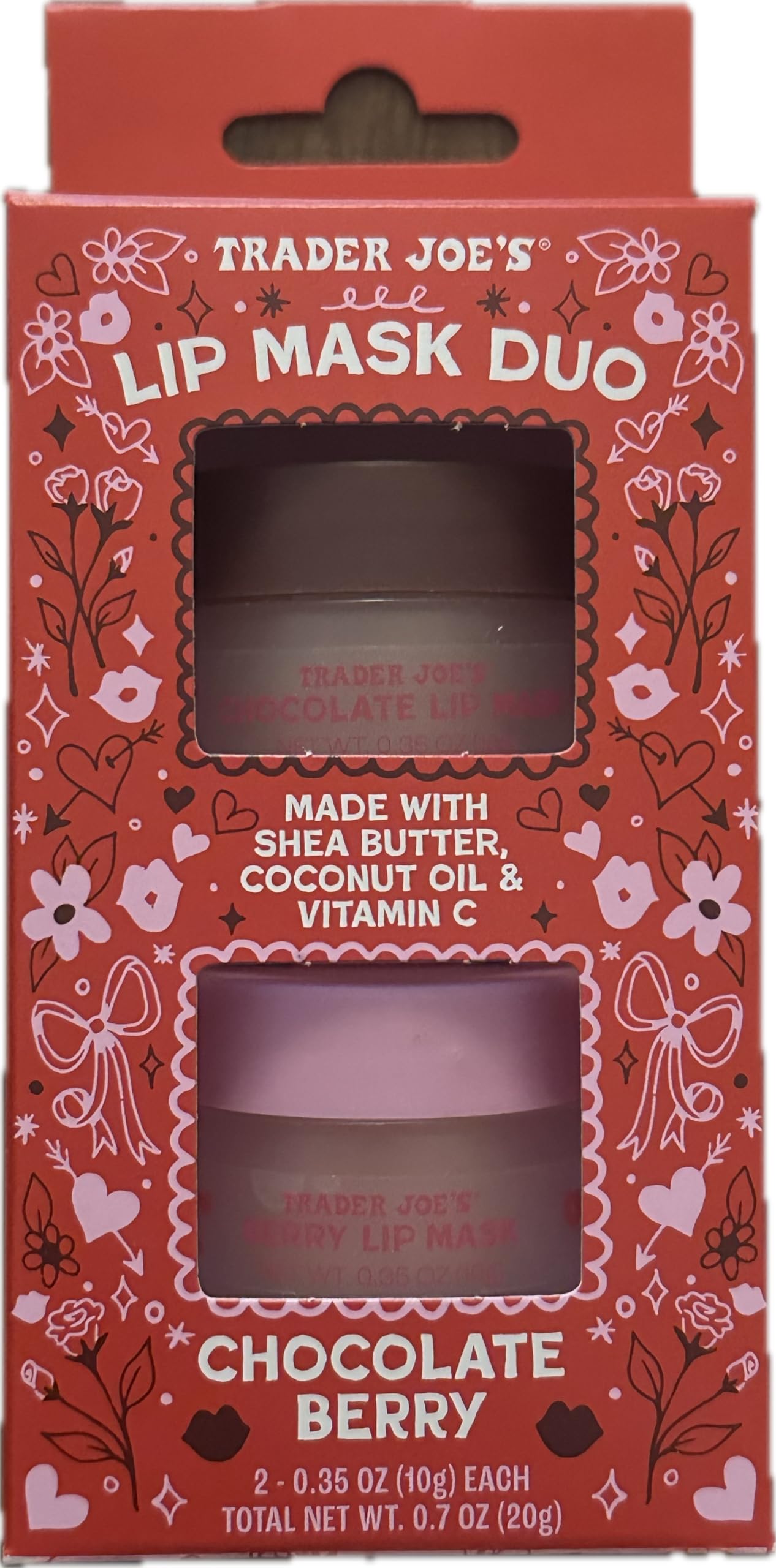 Trader Joe's Chocolate & Berry Lip Mask Duo - 0.35 oz Each - Hydrating Lip Care for Dry, Chapped Lips - Perfect for Nighttime Use and Winter Skincare