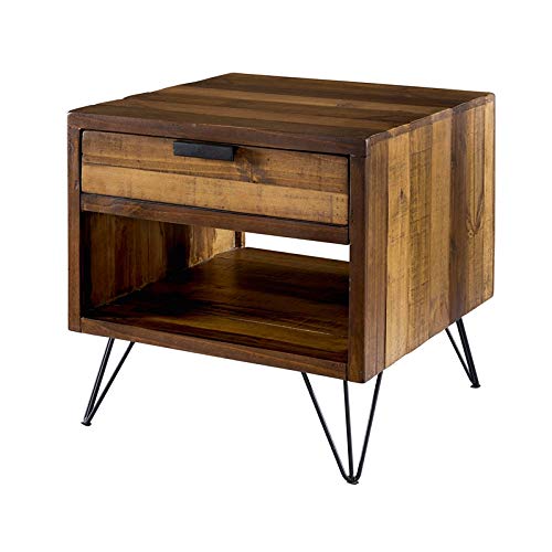 BOWERY HILL Mid-Century Modern Square 1-Drawer End Table - Nightstand for Bedroom, Living Room Accent Table, Small Side Table for Sofa or Chair
