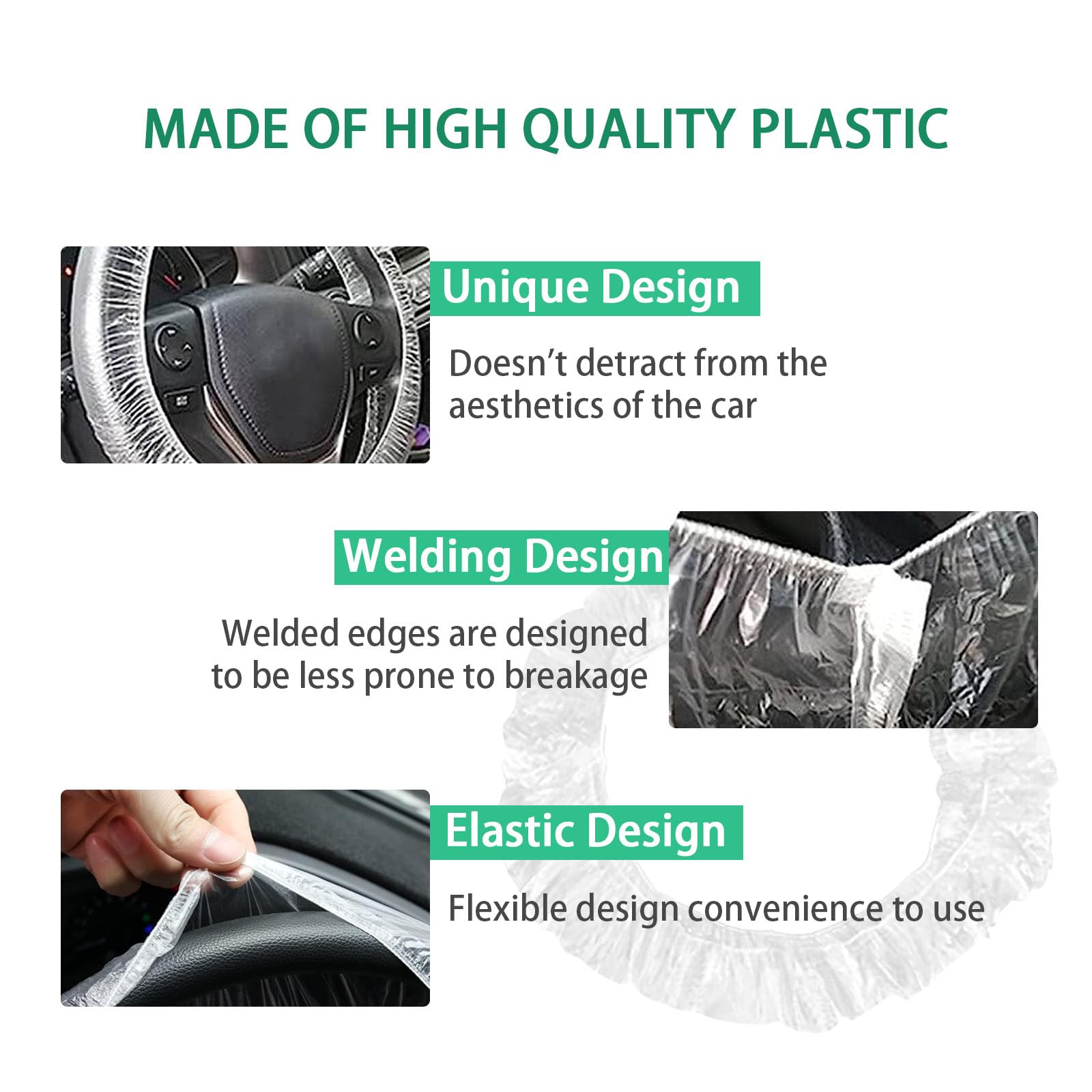 Ziciner 100PCS Disposable Steering Wheel Covers - Universal Clear Plastic Car Steering Wheel Protectors with Elastic Edges for Auto Detailing, Oil Changes & Body Shops | Perfect for Mechanics, Car Washes & Vehicle Maintenance (Style2-100PCS)