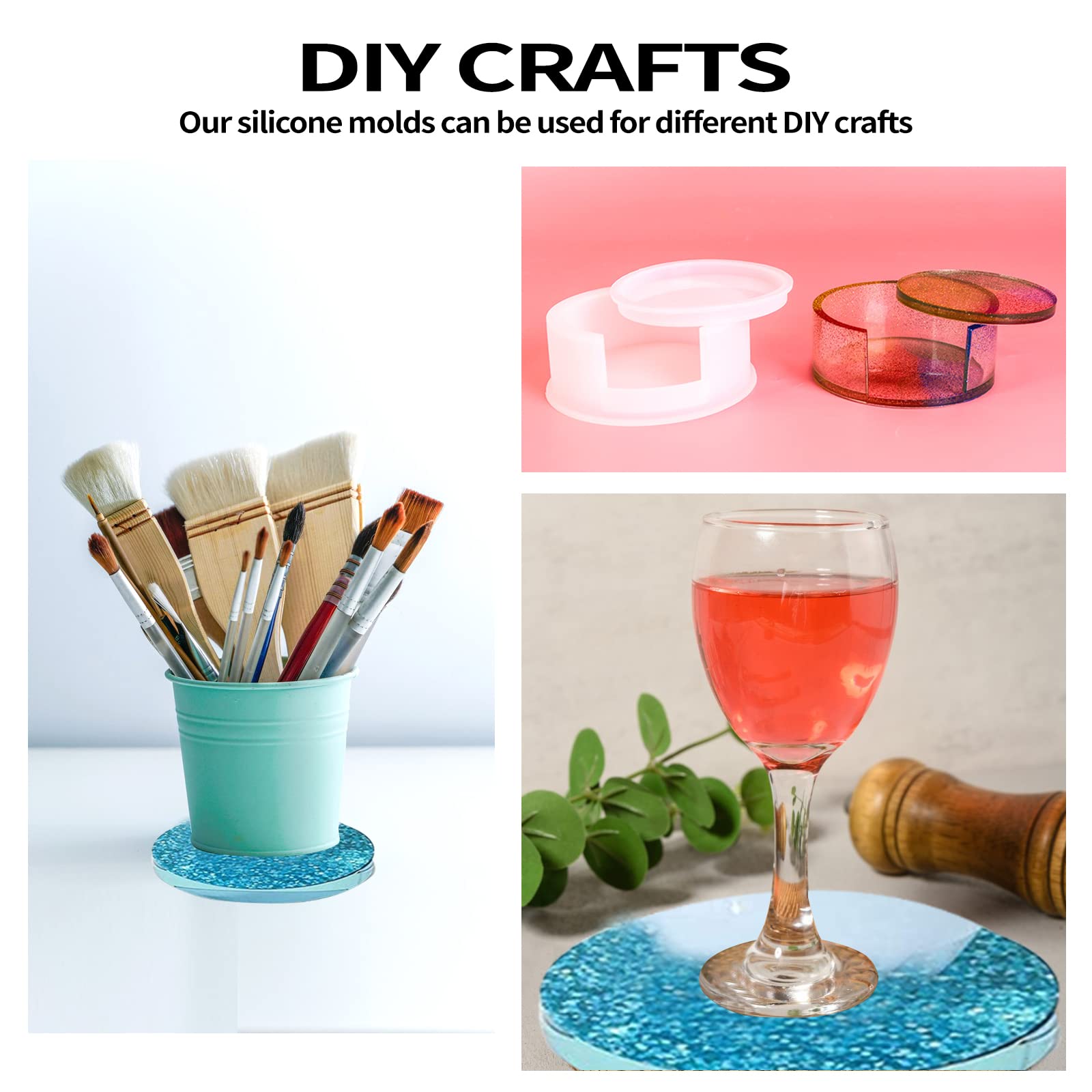 5PCS Round Silicone Resin Coaster Molds for DIY Epoxy Resin Casting - Perfect for Home Decor, Craft Projects & Unique Gift Making - Ideal for Coffee Tables, Kitchen Countertops & Party Decorations