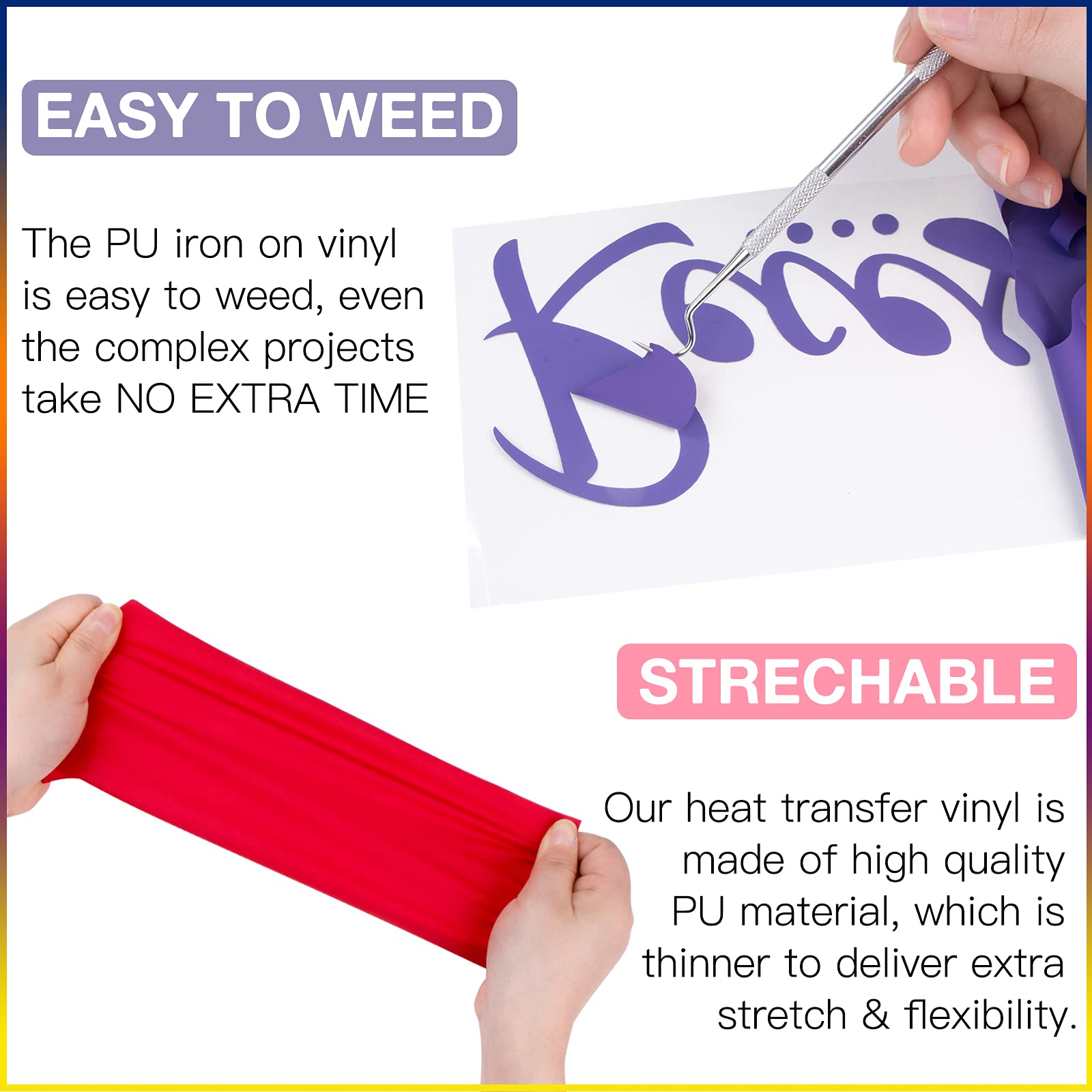 HTVRONT 36 Pack Black HTV Heat Transfer Vinyl Bundle - 12