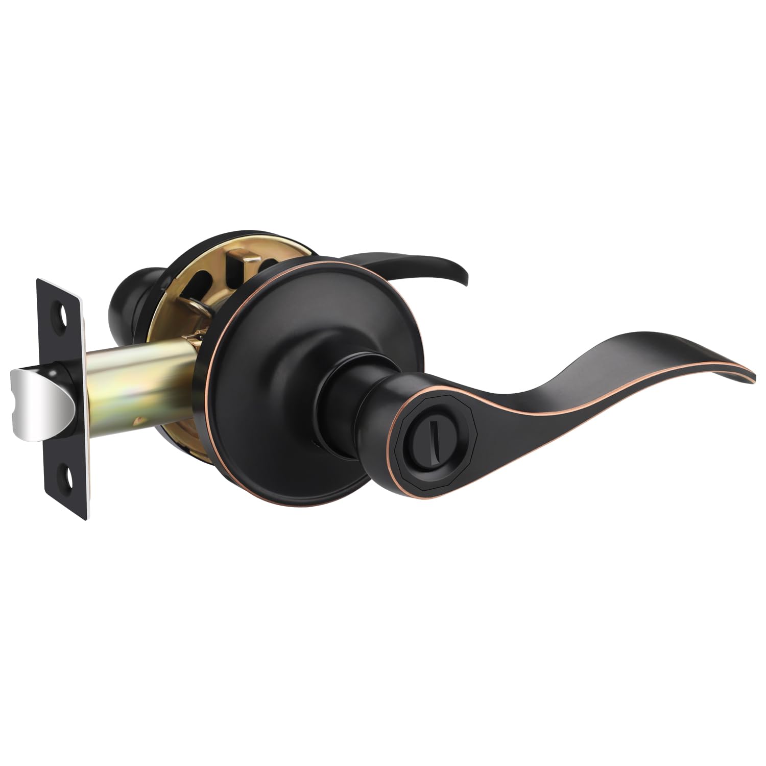 10 Pack Bulk Oil Rubbed Bronze Door Handles - Privacy Bed & Bath Door Knobs Set - Interior Keyless Lock for Right/Left Handed Doors - Perfect for Home, Office & Hotel Renovations